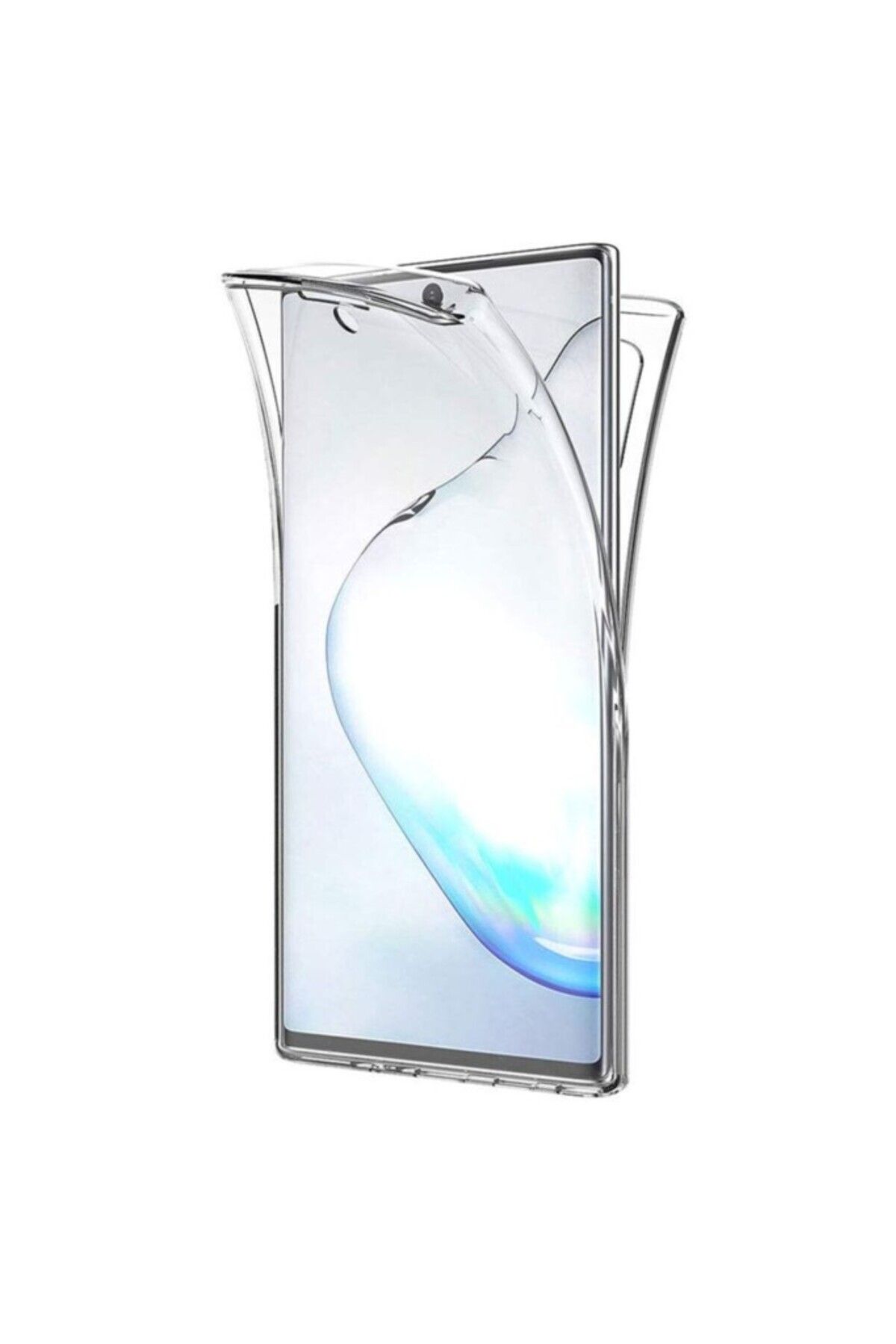 TezMax Samsung Galaxy Note 10 Sm-N970F Uyumlu 360° Ön Arka Tam Koruyucu Şeffaf Silikon Full Body Kılıf