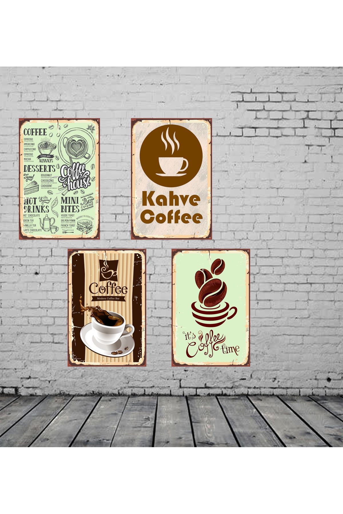 TAKIFİX Kahve Temalı 4 Adet 20 x 30 CM MDF Duvar Tablosu