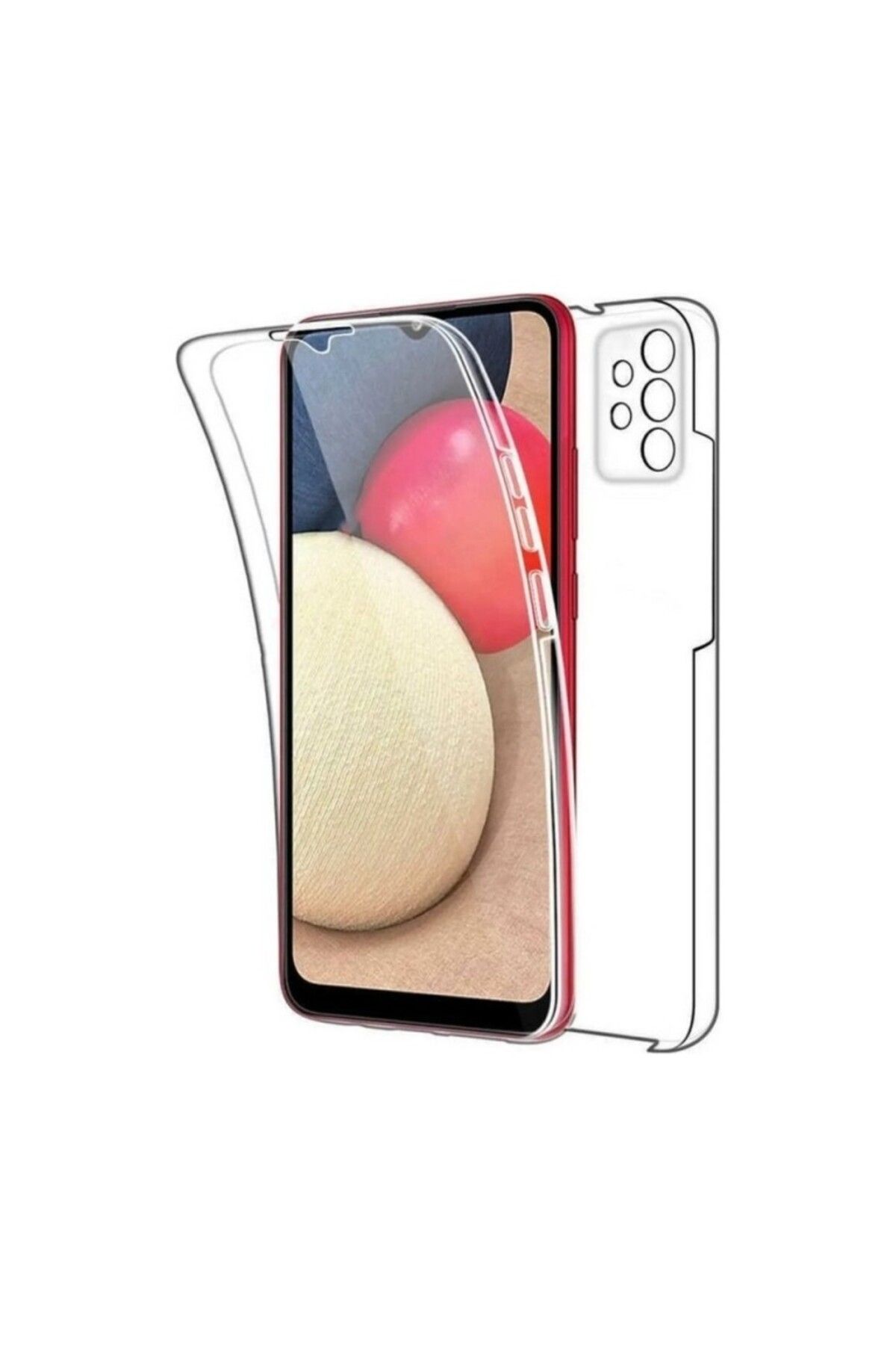 TezMax Samsung Galaxy A13 Sm-A135F Uyumlu 360° Ön Arka Tam Koruyucu Şeffaf Silikon Full Body Kılıf