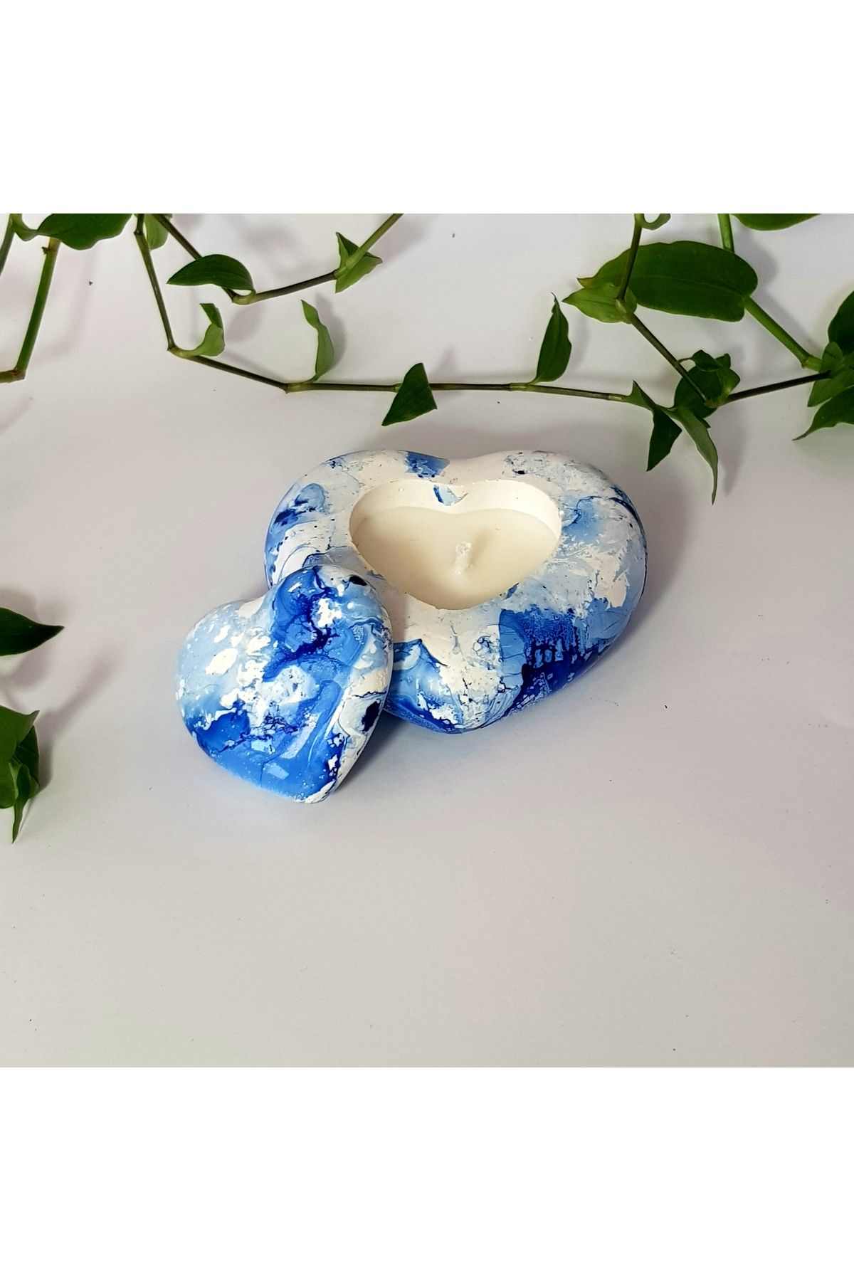 GLOWTEN Doğal El Yapımı Çevre Dostu Lavanta K. Dekoratif Kalpli Aromaterapi Mum