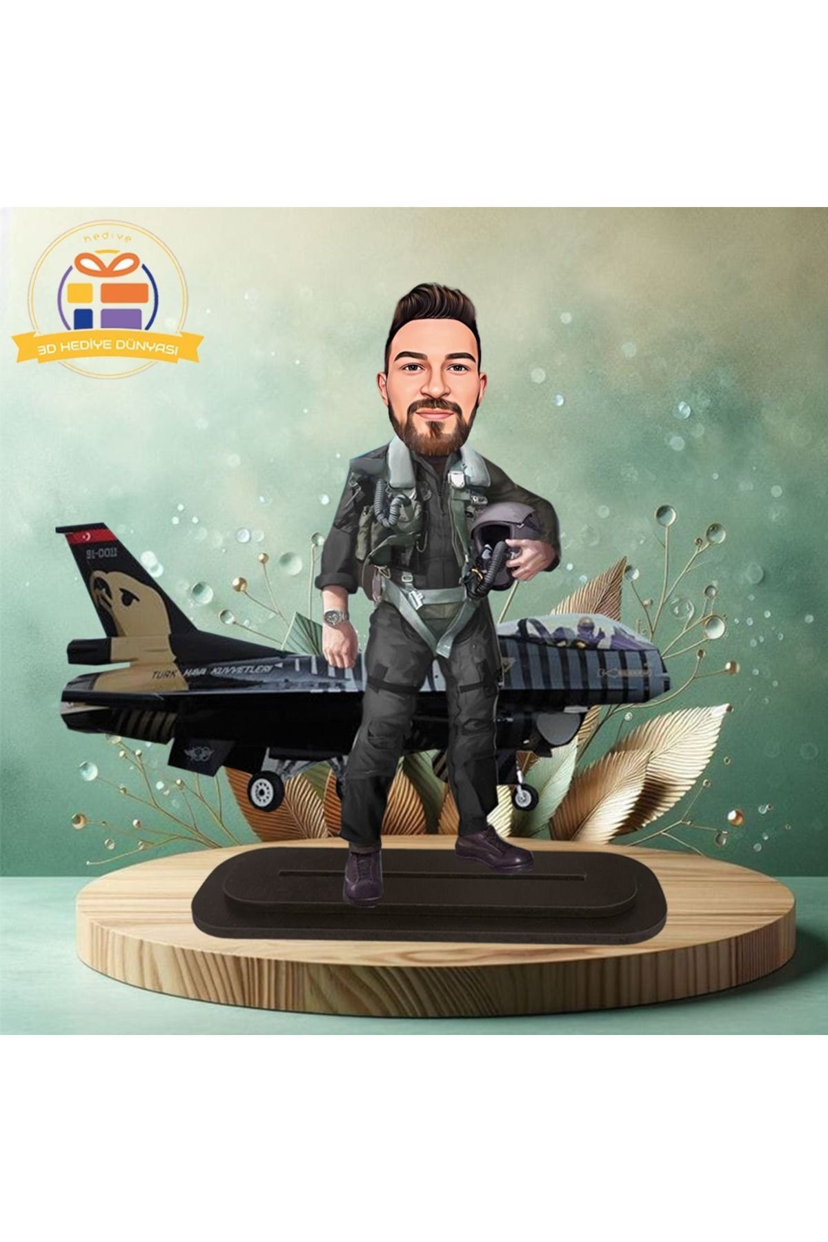 SerenityHaven F16 pilot karikatürlü biblo hediye 3d masa üstü biblo hediyesi