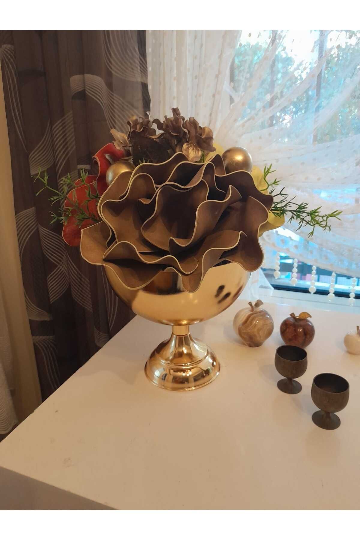 Hatem dekor flower Yapay çiçek gold metal vazoda letax aranjman hediyelik dekoratif aranjman