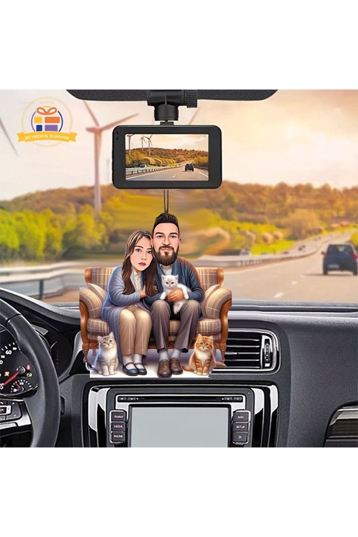 SerenityHaven Araba Dikiz Ayna Süsü Eşime Karikatürlü Biblo 3d