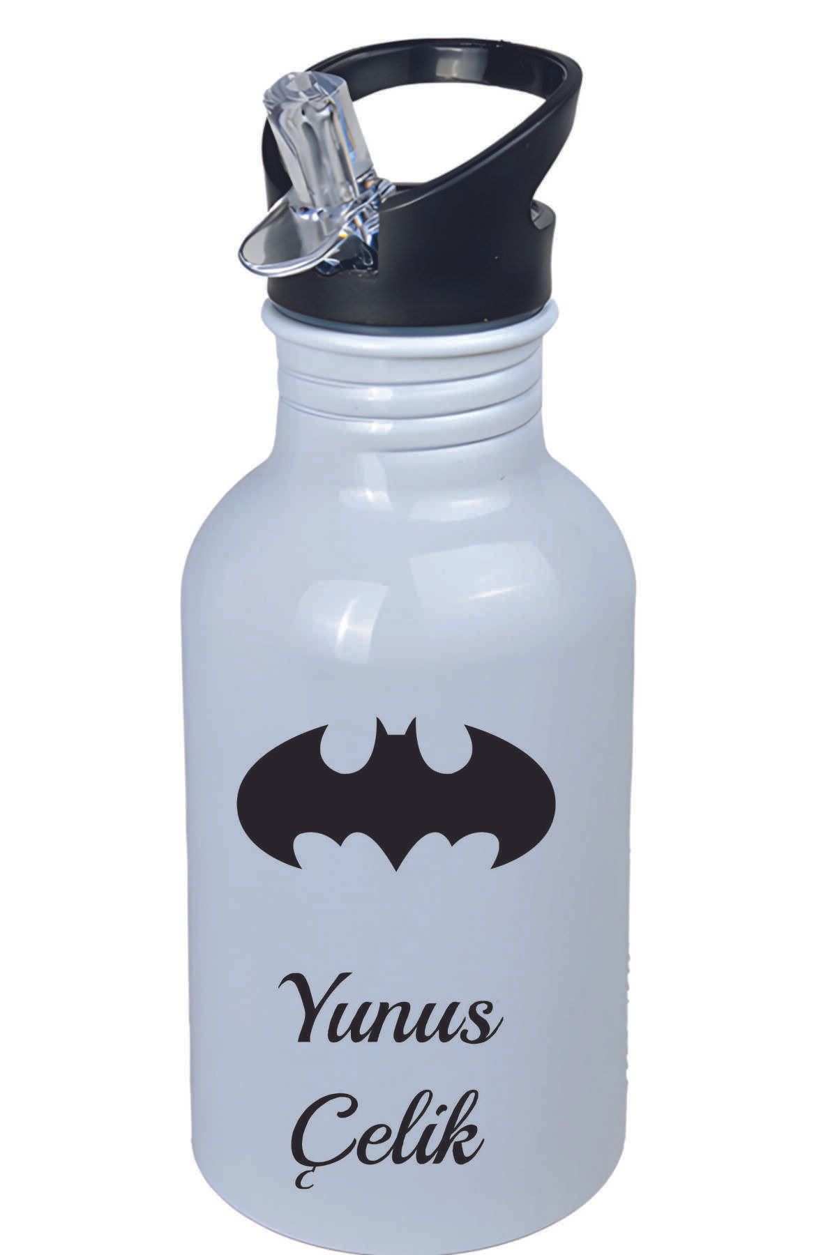 Kreax Batman Tema Kopçalı Pipetli Matara-Suluk