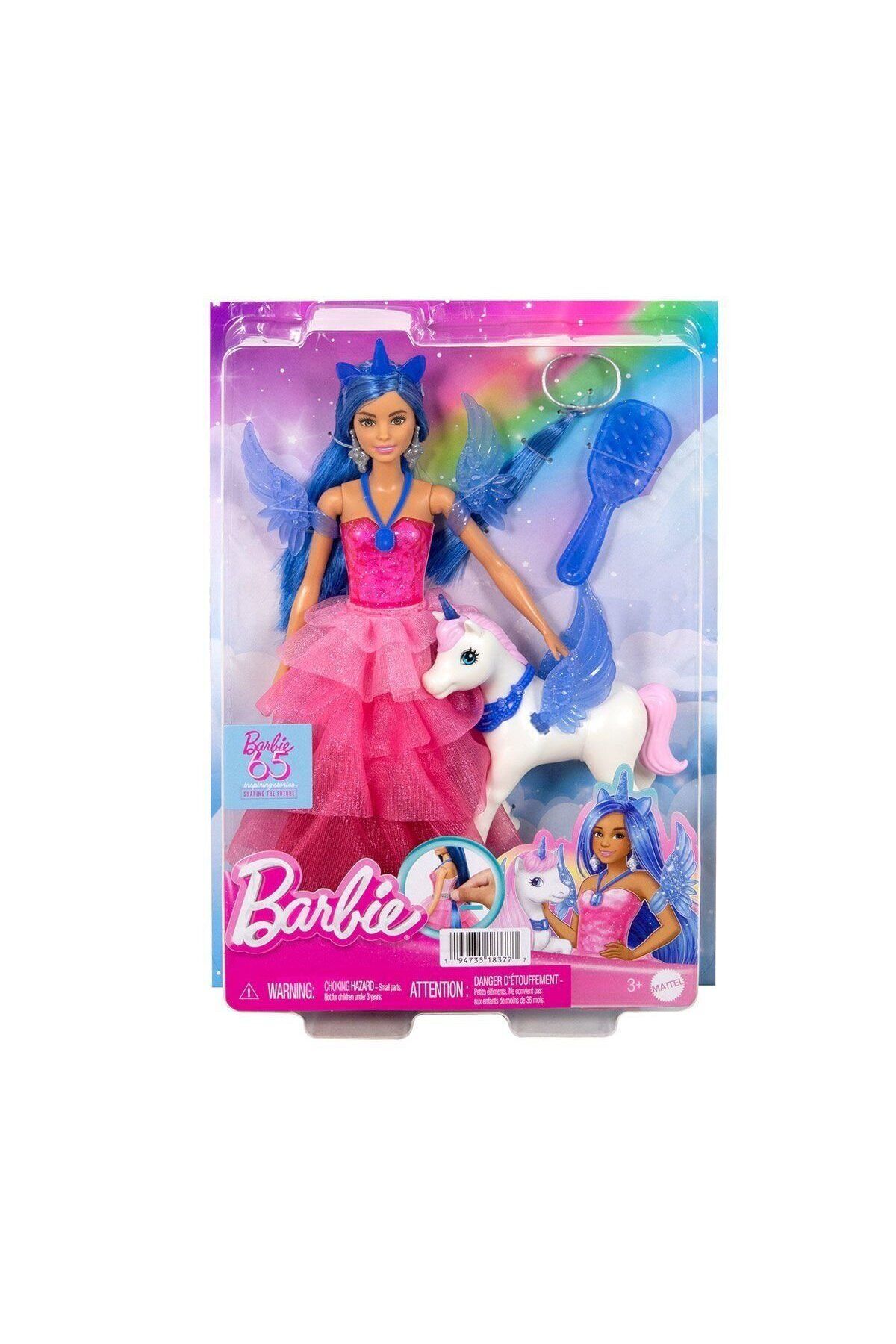 melfxxl eticaret HRR16 Barbie Mavi Saçlı Prenses Bebek