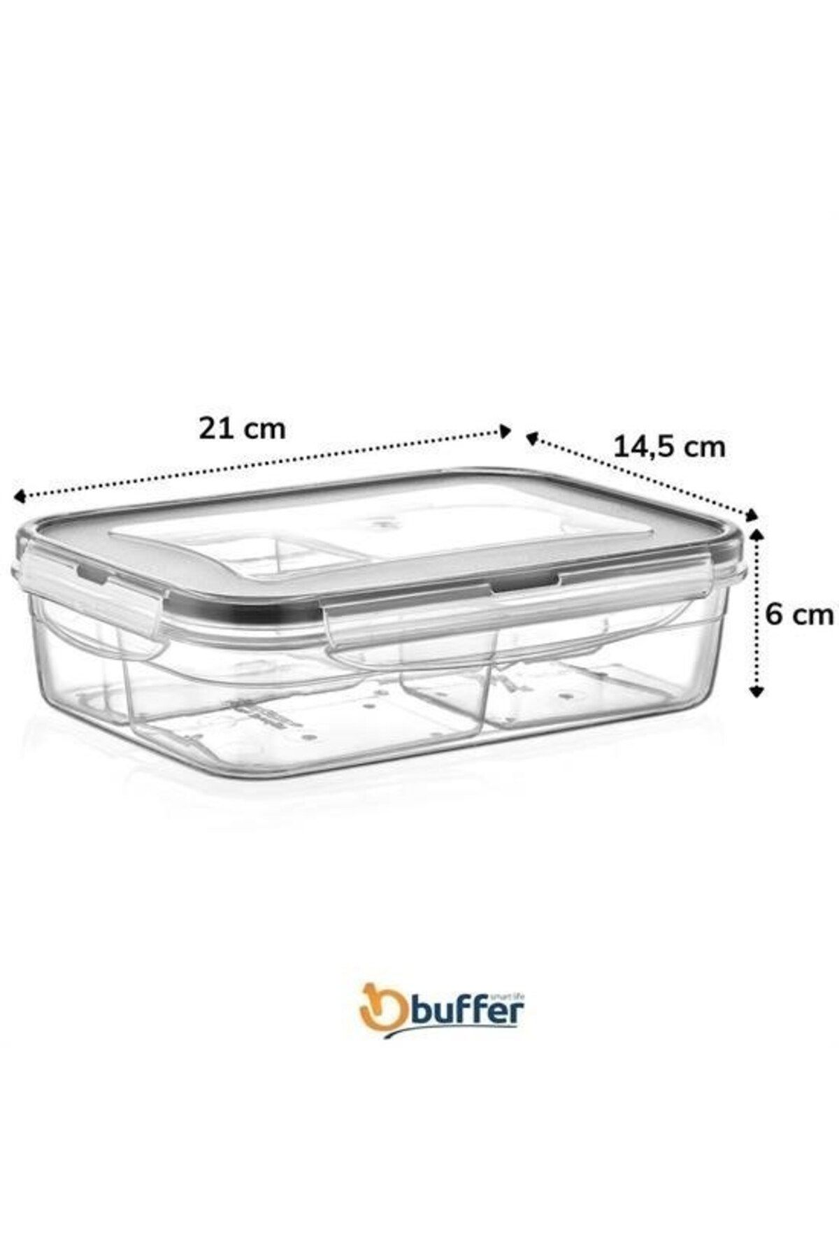 Skygo-BUFFER® 1 Liter Food Storage Container with 4 Compartments, Leak-Proof Seal and Lockable Lid -LC520 3