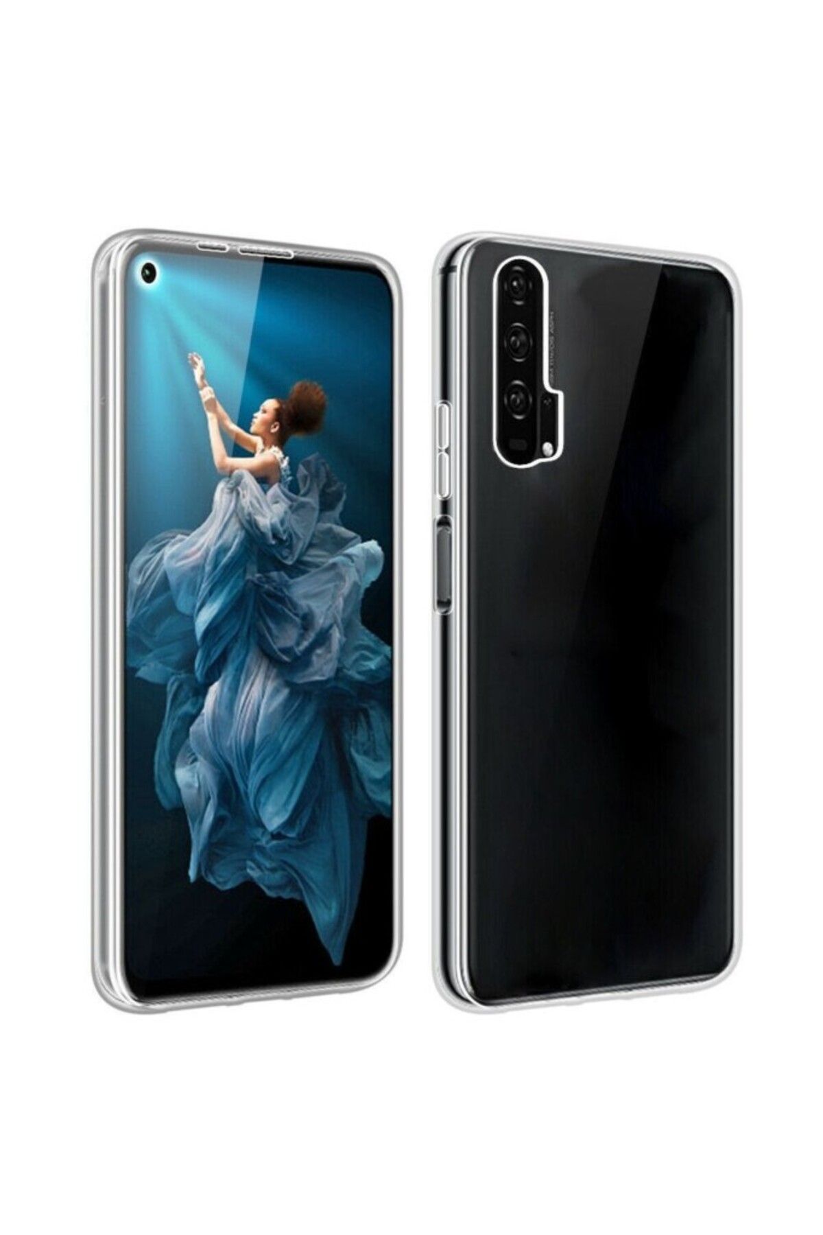TezMax Huawei Honor 20 Uyumlu 360° Ön Arka Tam Koruyucu Şeffaf Silikon Full Body Kılıf