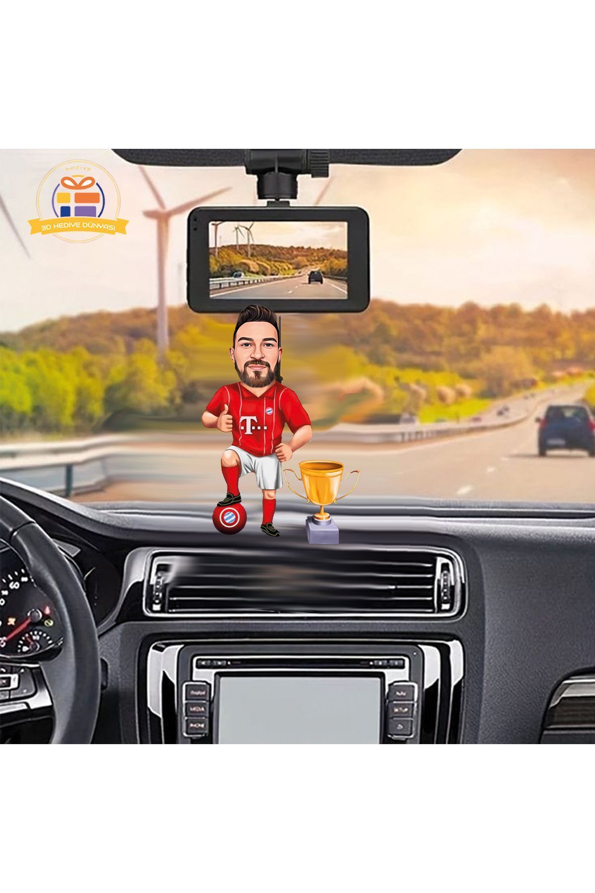 SerenityHaven Kupa alan futbolcu karikatürü Futbolcu karikatürü Araba Dikiz ayna süsü