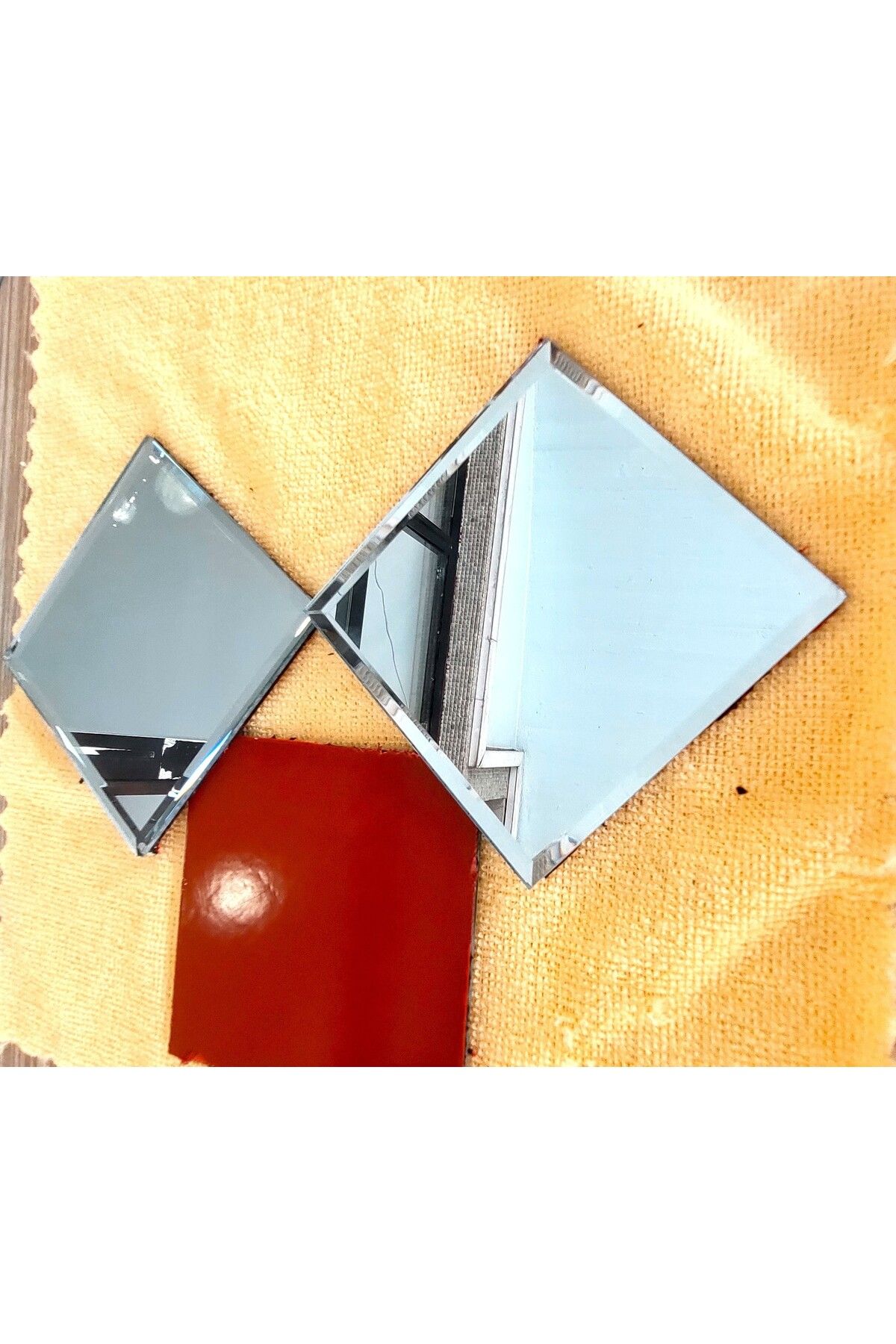 ea-br6 20 ADET 10x10 cm PARLAK GÜMÜŞ BİZOTELİ GERÇEK AYNA YAPIŞKANLI