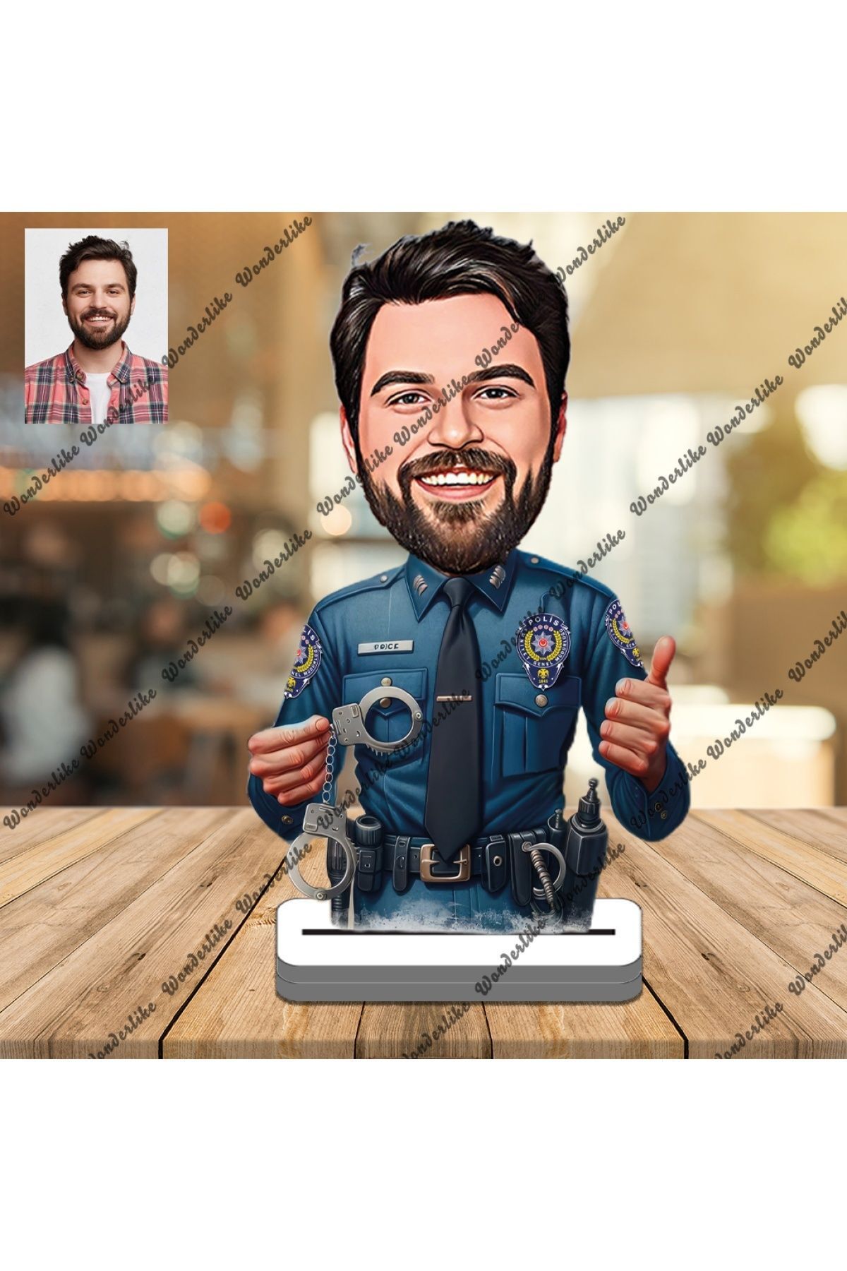 SerenityHaven Emniyet Mensubu Polis 3D Ahşap Biblo,Sevgiliye Hediye,Doğum Gün
