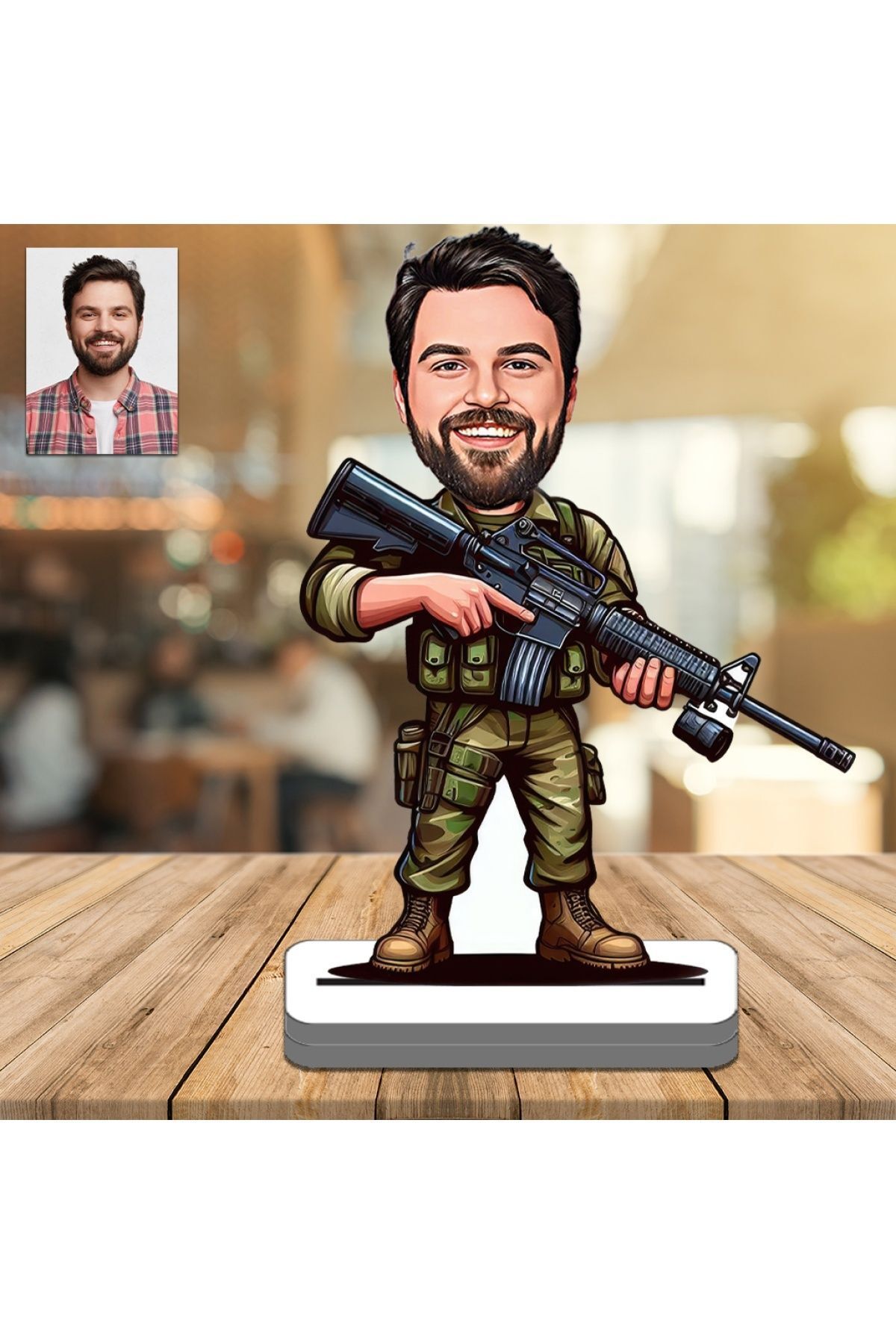 SerenityHaven Asker 3D Ahşap Biblo,Sevgiliye Hediye,Doğum Günü Hediyesi