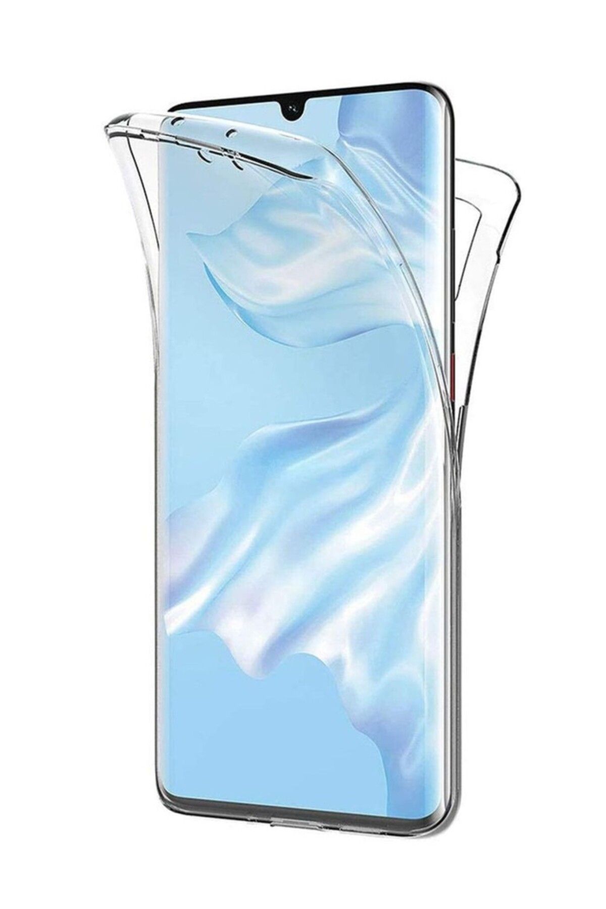 TezMax Huawei P30 Pro Uyumlu 360° Ön Arka Tam Koruyucu Şeffaf Silikon Full Body Kılıf