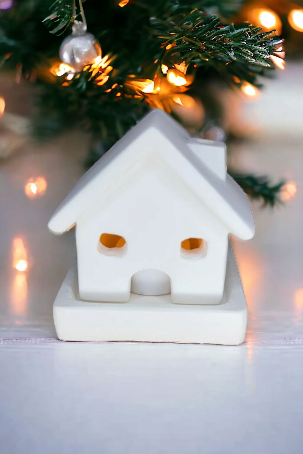 ZEALL DESIGNS Dekoratif İskandinav Tarzı Tabaklı Ev Mumluk Beyaz (Mum Dahil)