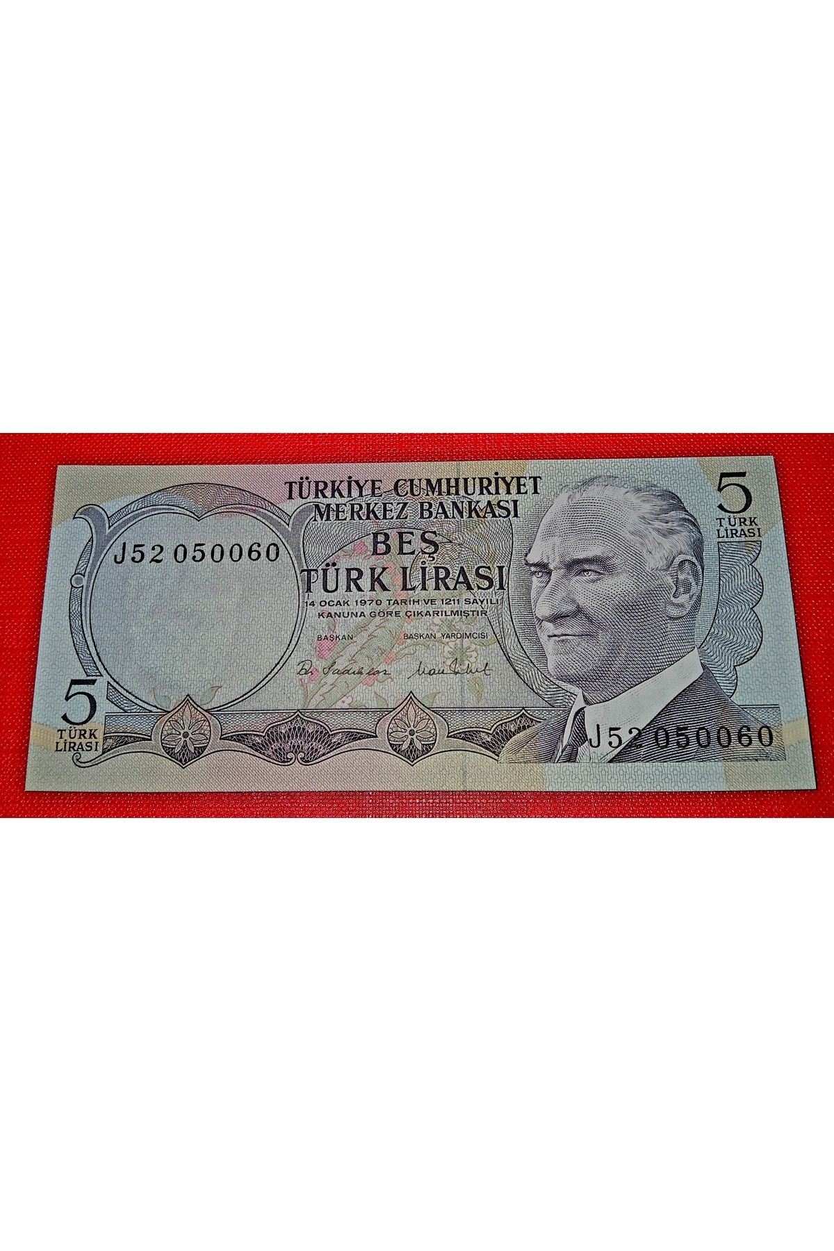DÜZGÜN TİCARET 6.EMİSYON 5 LİRA KAĞIT PARA ÇİL GÜZEL NUMARA 050-060 MERDİVEN