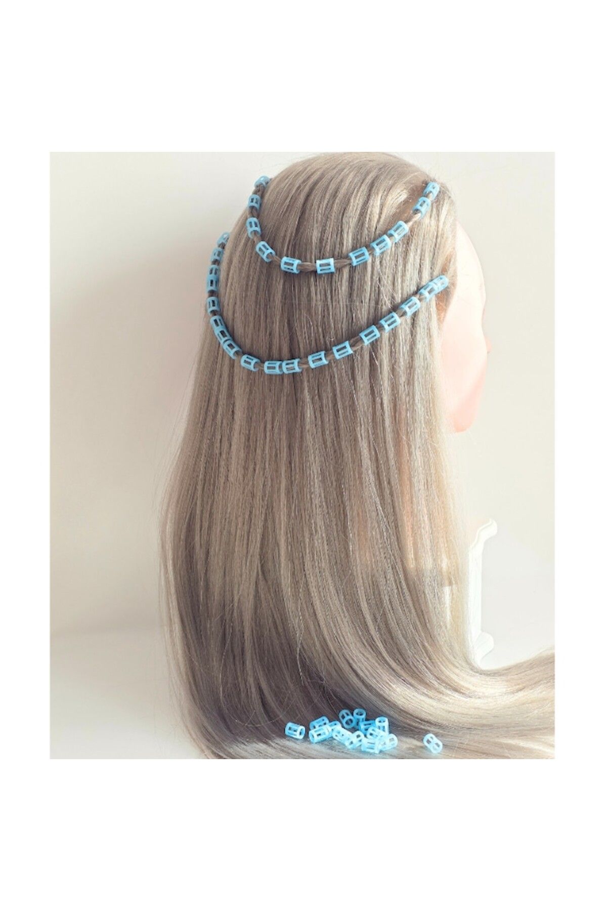 ZLBoutique-Set 50 Inele de Păr Fosforescente + Aplicator, Culoare Albastră, 1 cm x 0,6 cm, Dreadlocks 8
