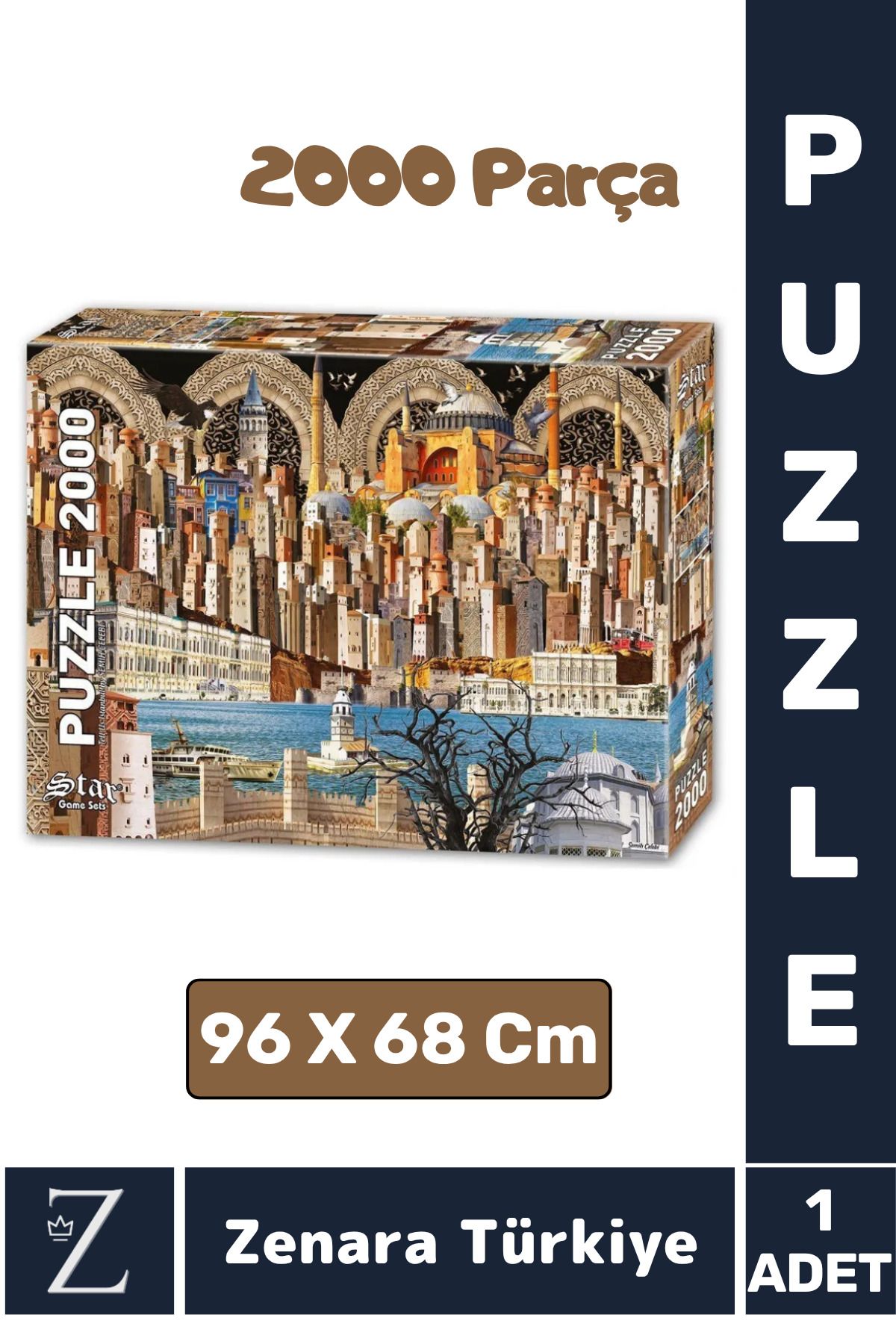 Zenara Eğlenceli Eğitici El Göz Görsel Algı Hafıza Beceri Geliştirici 2000Parça PUZZLE ANLAT İSTANBUL