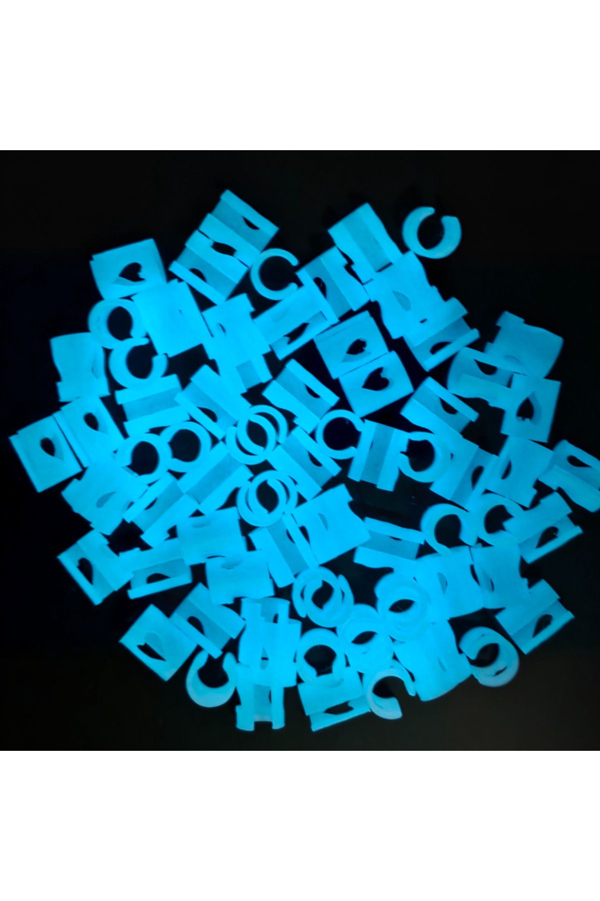 ZLBoutique-Set 50 de inele de păr, albastru fluorescent, cu aplicator, model inimă, 1x0.6cm, dreadlocks și împletitură 7