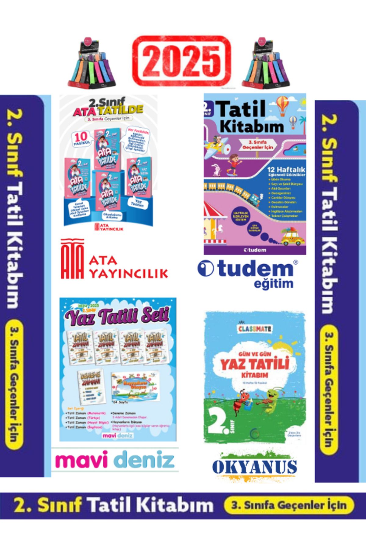 Fenomen Yayıncılık Ata 2.Sınıf+Tudem Tatil 2.Sınıf+Mavi Deniz 2.Sınıf+Okyanus 2.Sınıf Yaz Tatil Seti