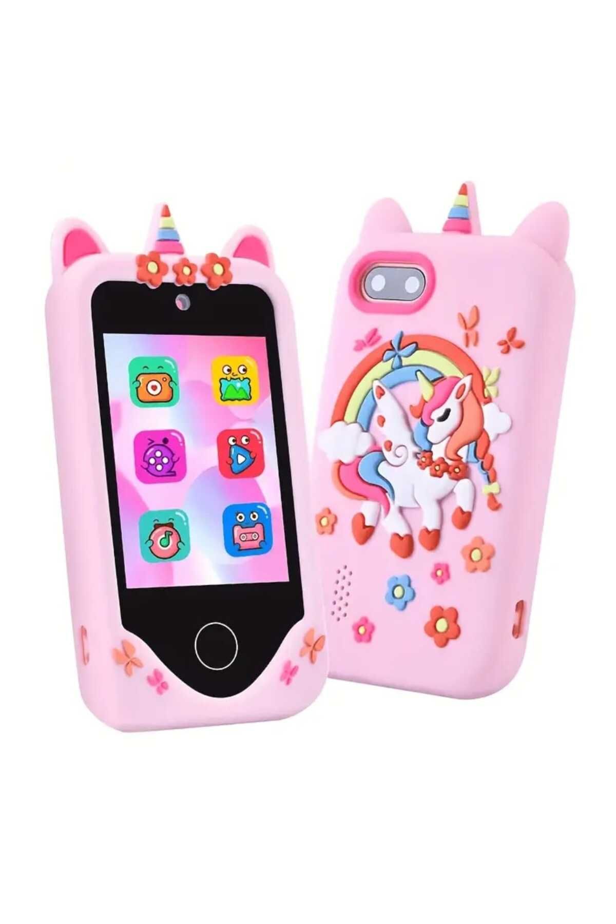 Shenzhen technology 3+ Yaş Arası Çocuklar için Pembe Akıllı Oyuncak Telefon, 14 Eğlenceli Oyun Unicorn 1080P HD, 48 MP