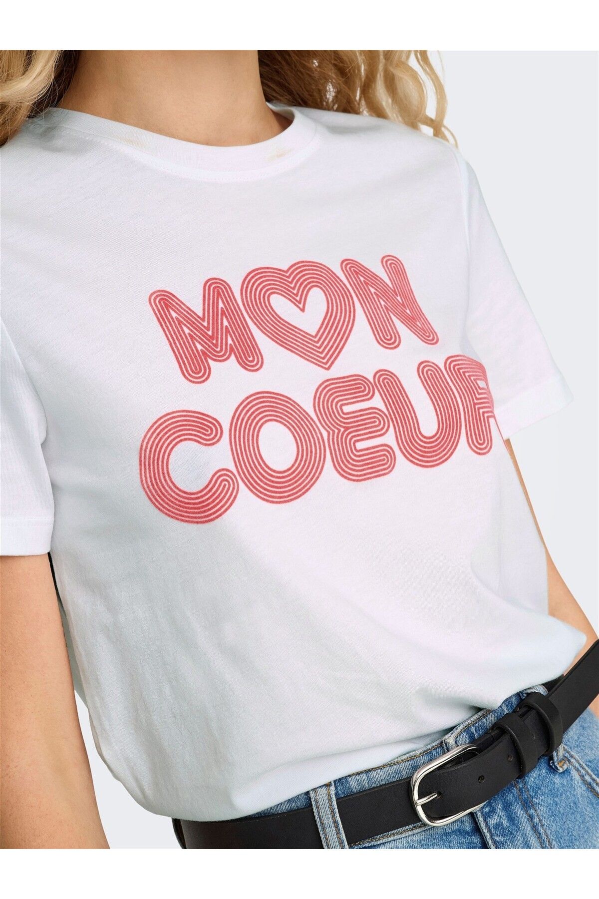 ONLY ONLARIYA LIFE REG S/S LOVE TOP BOX JRS Kadın Beyaz T-Shirt - 15343191