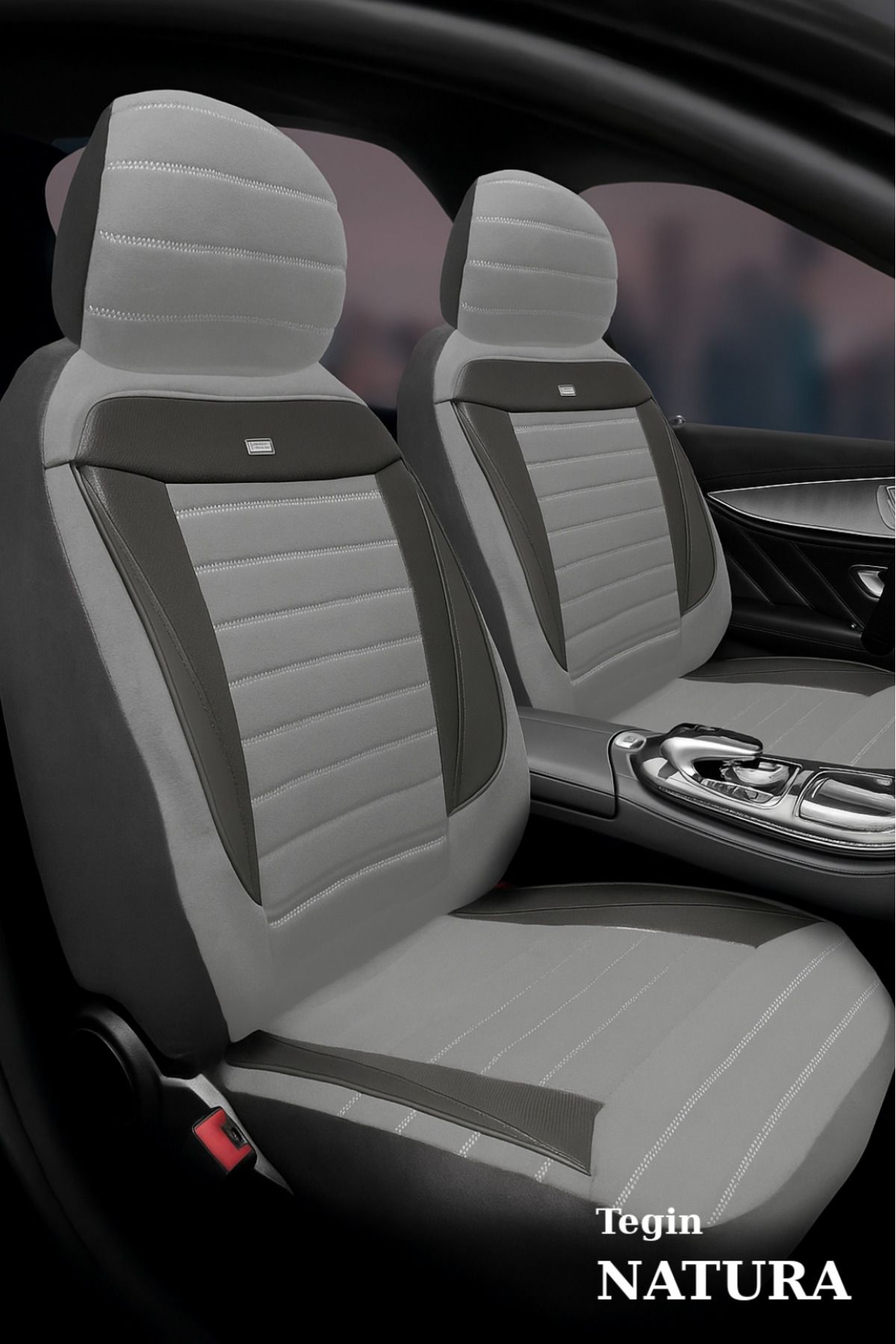 TROBUS Nissan Pulsar Hatchback Hb 2016-2019 Uyumlu Tegin Natura Serisi Raşel Gri Siyah Koltuk Kılıfı
