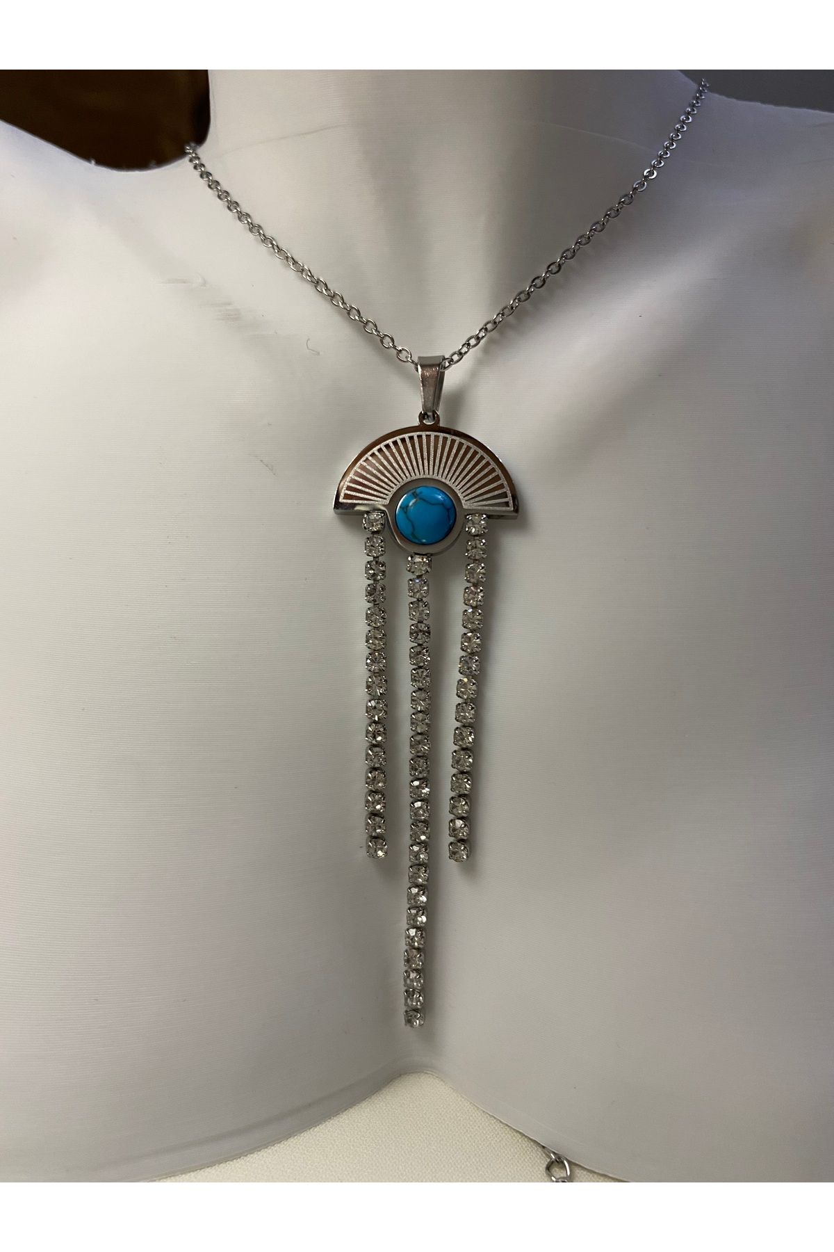 asem jewelry MODERN VE ŞIK TASARIMLI SALLANTILI ÇELİK KOLYE