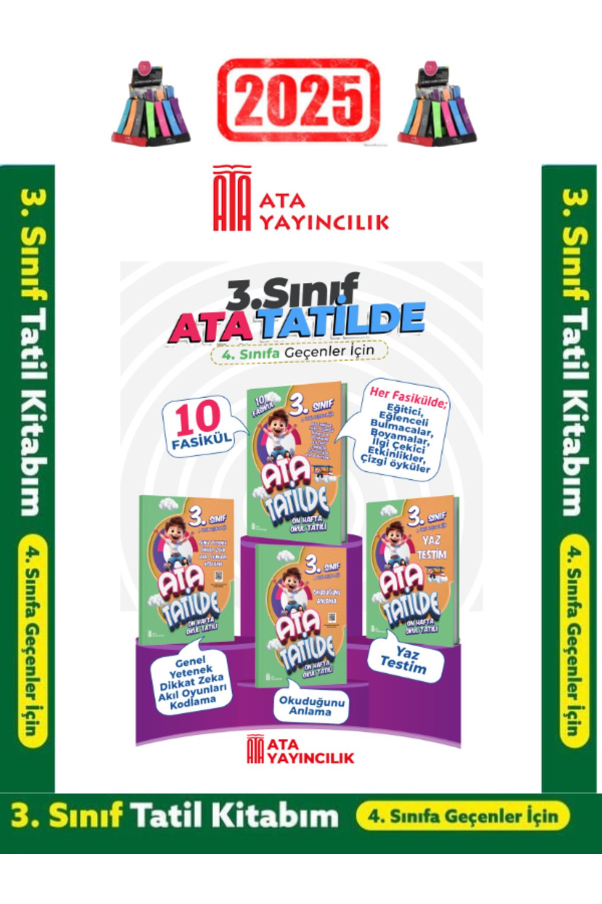 Fenomen Yayıncılık Ata Yayıncılık 3.Sınıf 10 Hafta Okul Tatili Yaz Tatil Seti+Android Kalem
