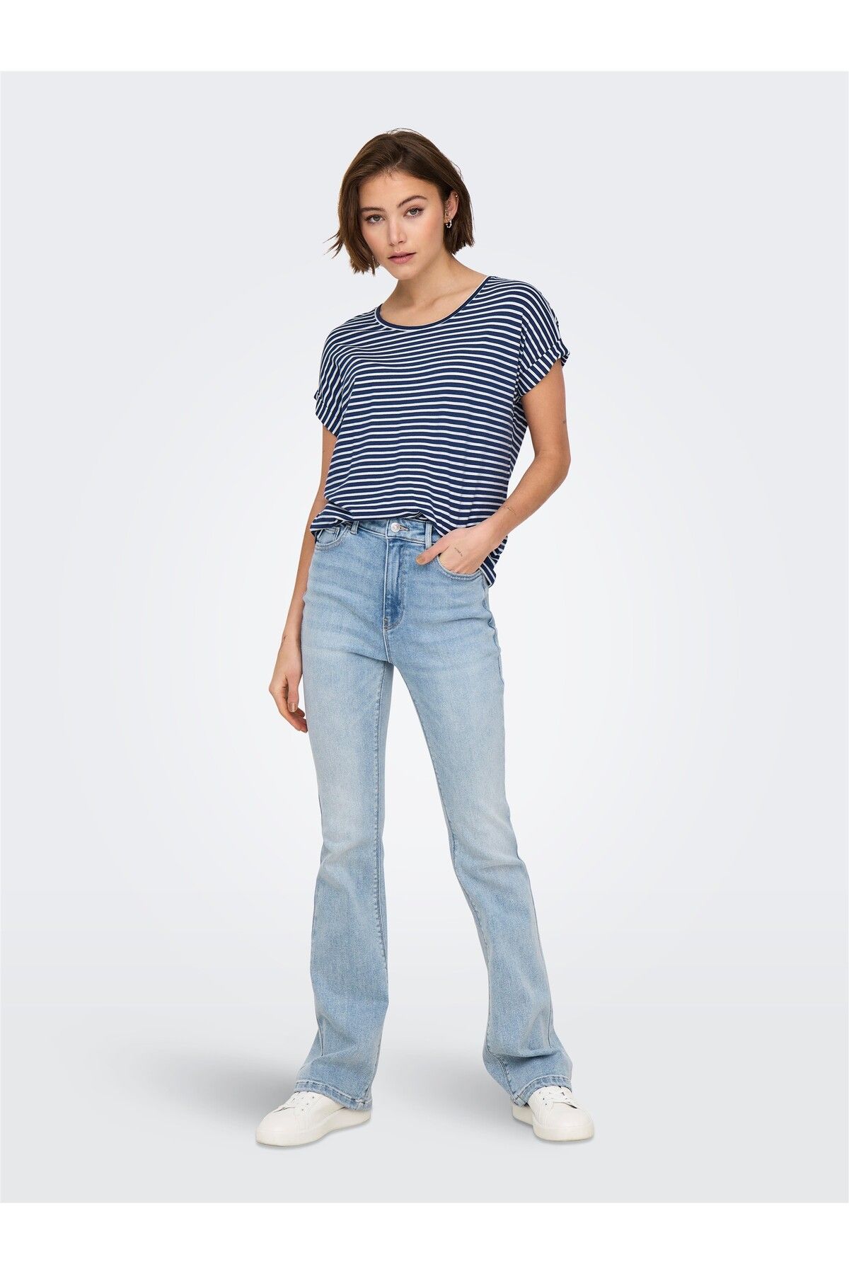 ONLY ONLMOSTER STRIPE S/S O-NECK TOP JRS NOOS Kadın Lacivert Bluz - 15206243