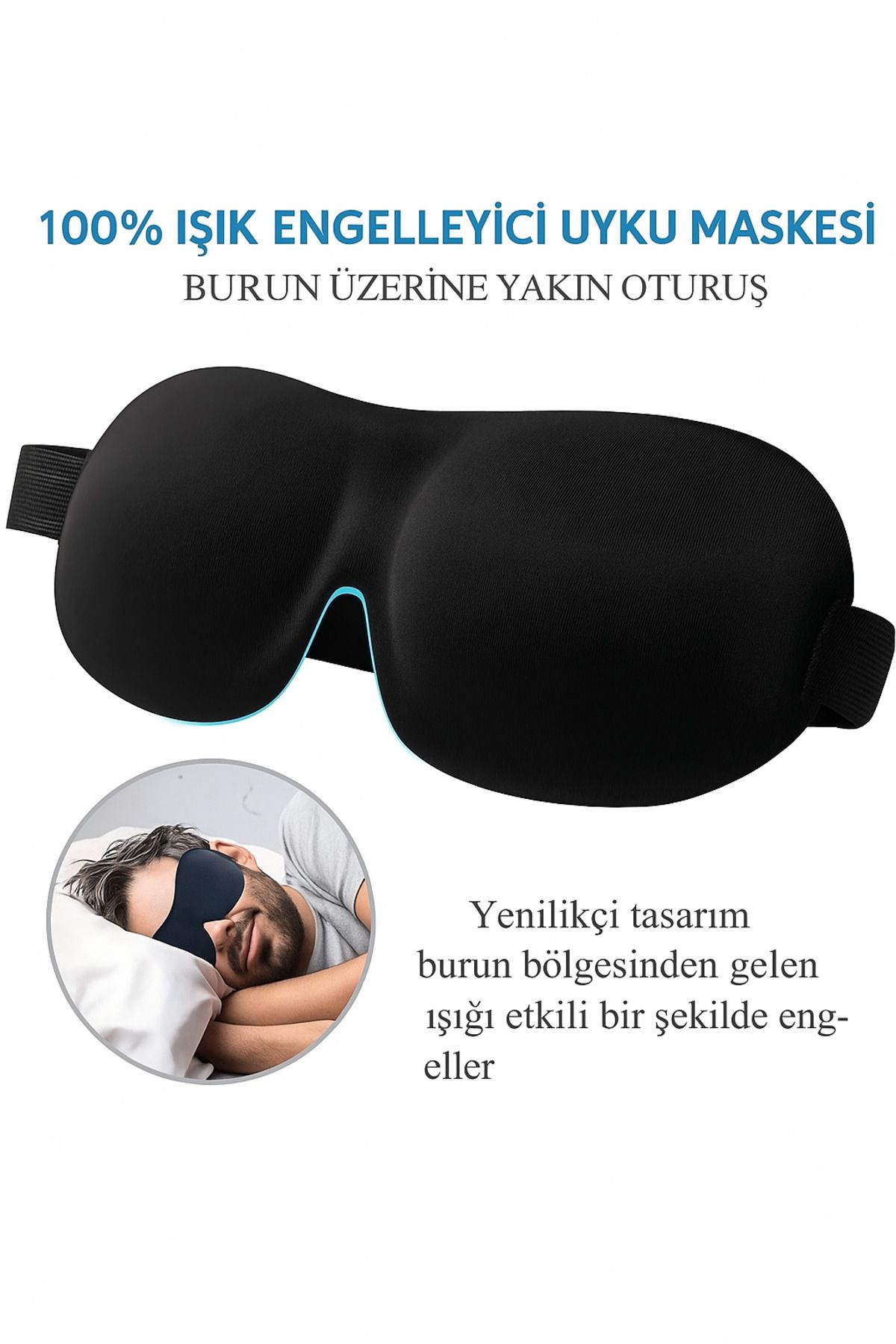 Home Tam Karartmalı 3D Uyku Maskesi – Işık Geçirmez, Ergonomik, Rahat ve Hipoalerjenik Uyku Gözlüğü