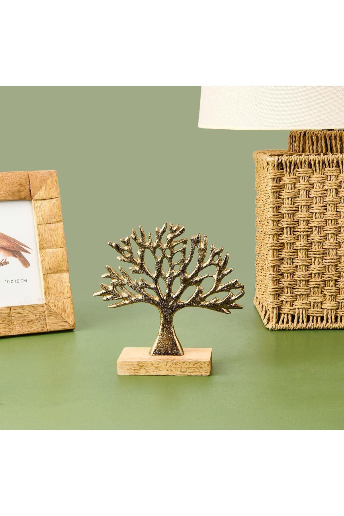 SerenityHaven Yaşam Ağacı Biblo - Altın - 17,3x6x16 cm