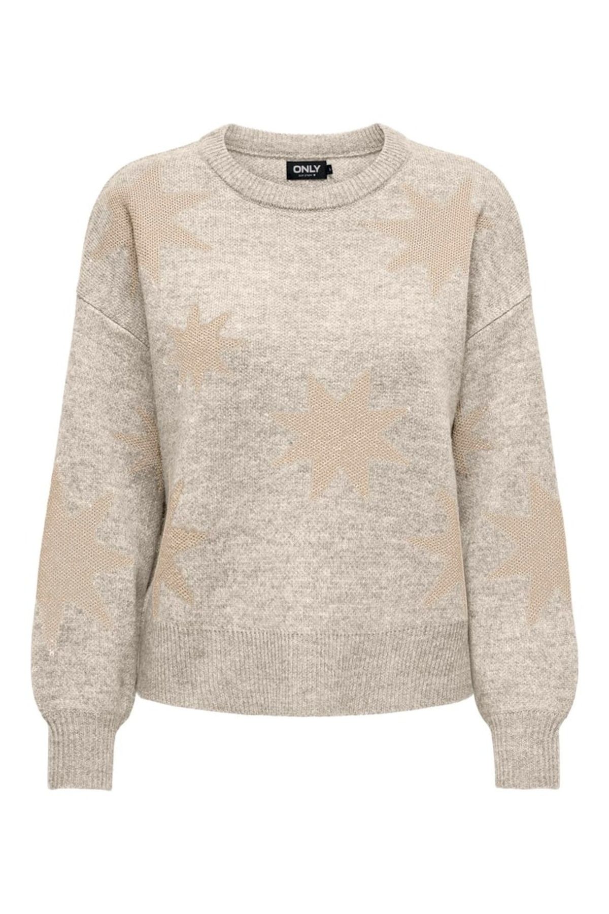 ONLY ONLROSIE LS O-NECK GLITTER KNT Kadın Mavi Kazak - 15328250