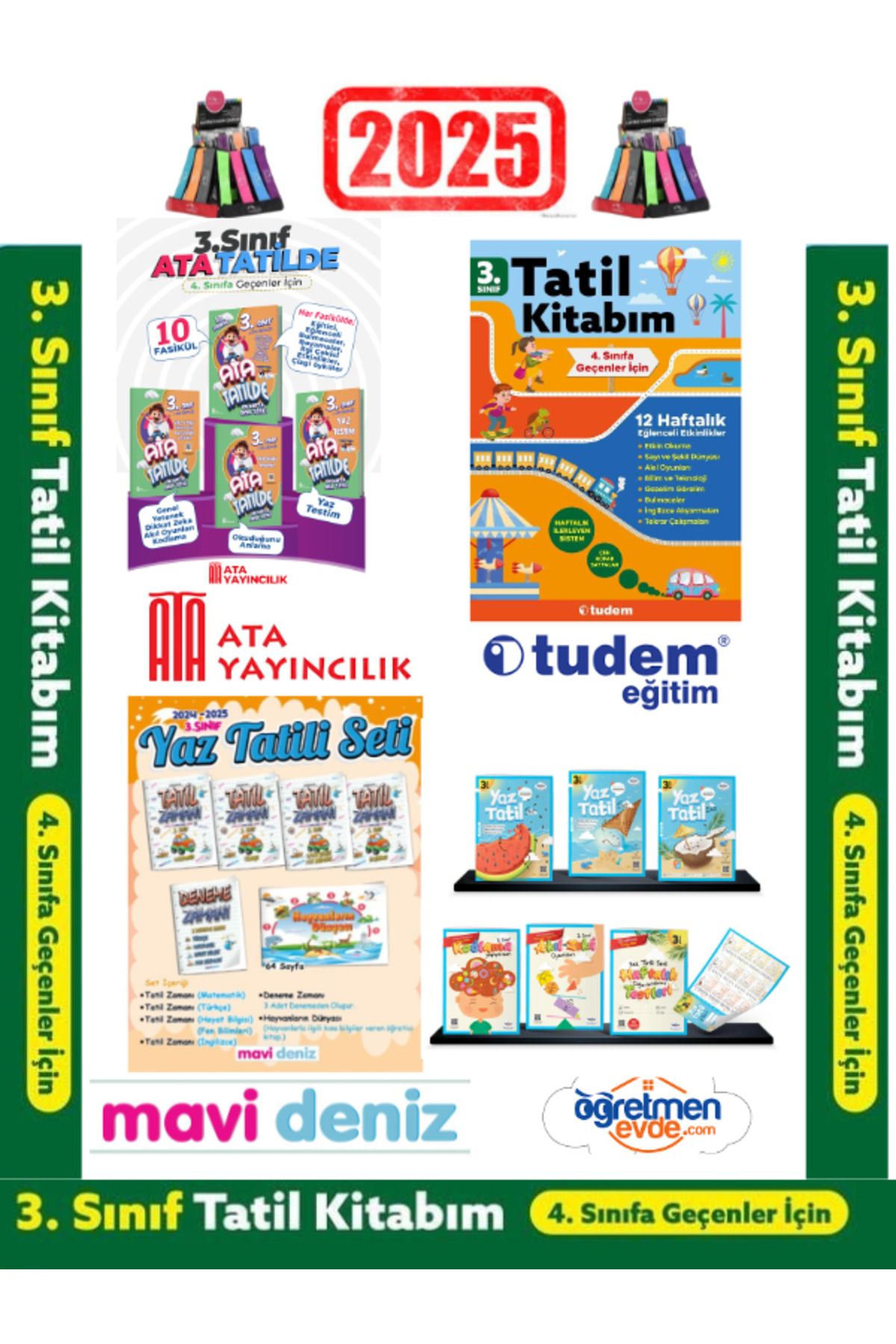 Fenomen Yayıncılık Ata 3.Sınıf+Tudem Tatil 3.Sınıf+Mavi Deniz 3.Sınıf+Öğretmen Evde 3.Sınıf Yaz Tatil Seti