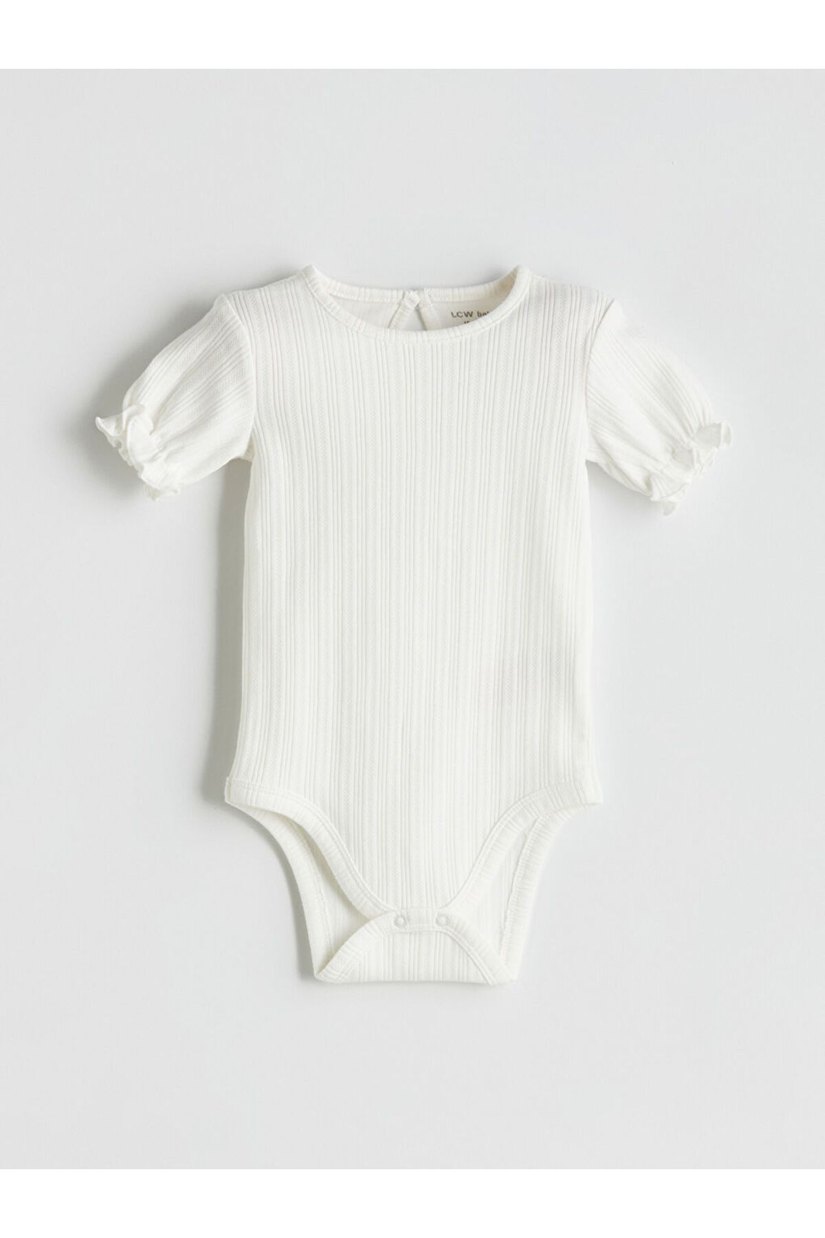 LC Waikiki LCW baby Ekru Bisiklet Yaka Basic Kız Bebek Çıtçıtlı Bodysuit