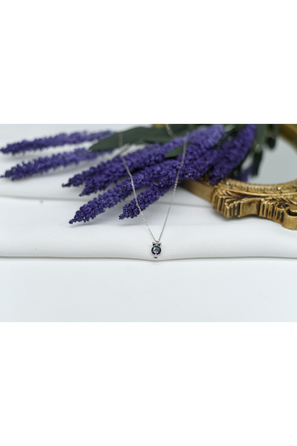 Ocean Silver & Jewelry Mistik Topaz Taşlı Baykuş Gümüş Kolye