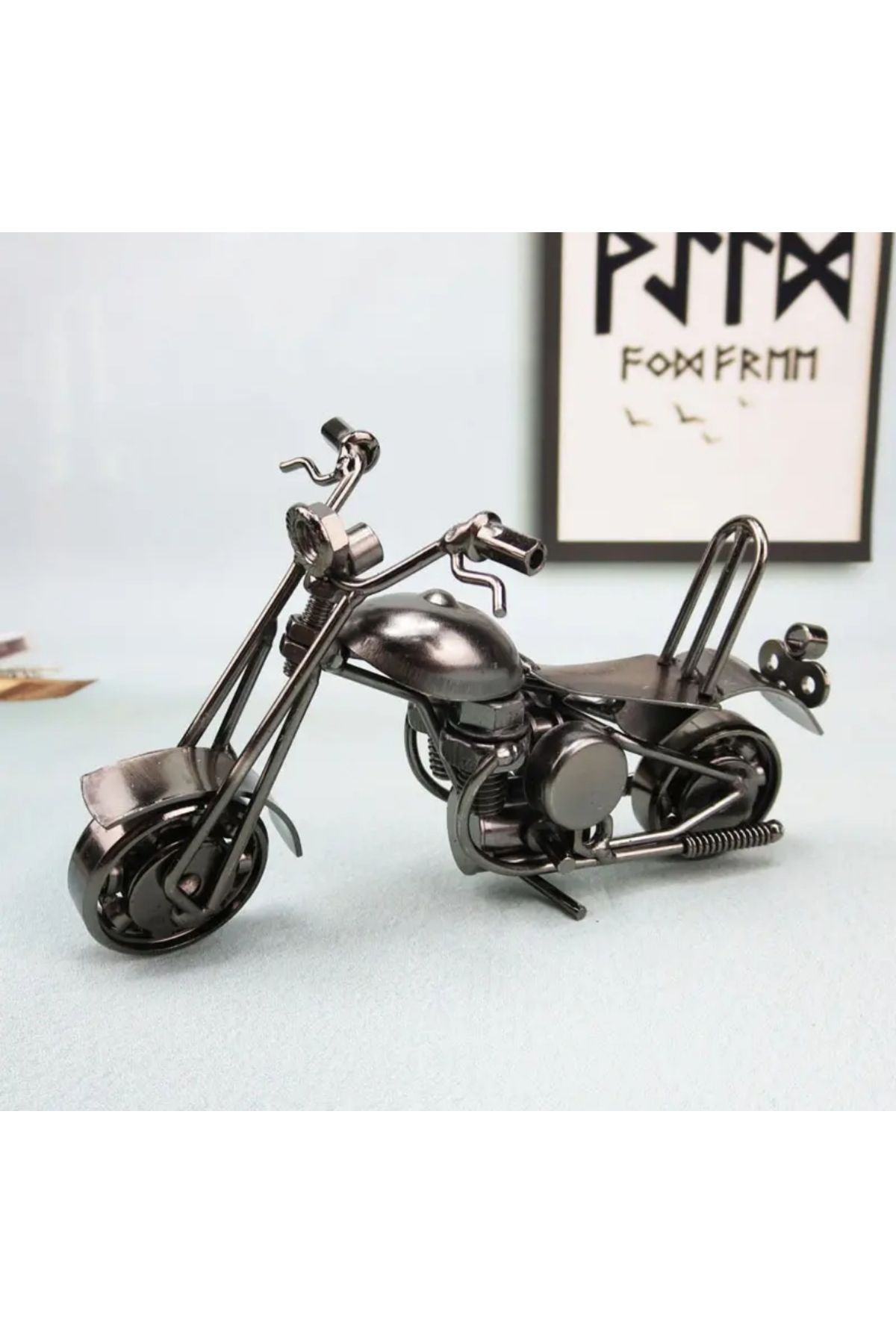Wolawood El Yapımı Metal Motorsiklet Biblo Dekoratif Retro Masaüstü Motor Aksesuarı Hediyelik Koleksiyon