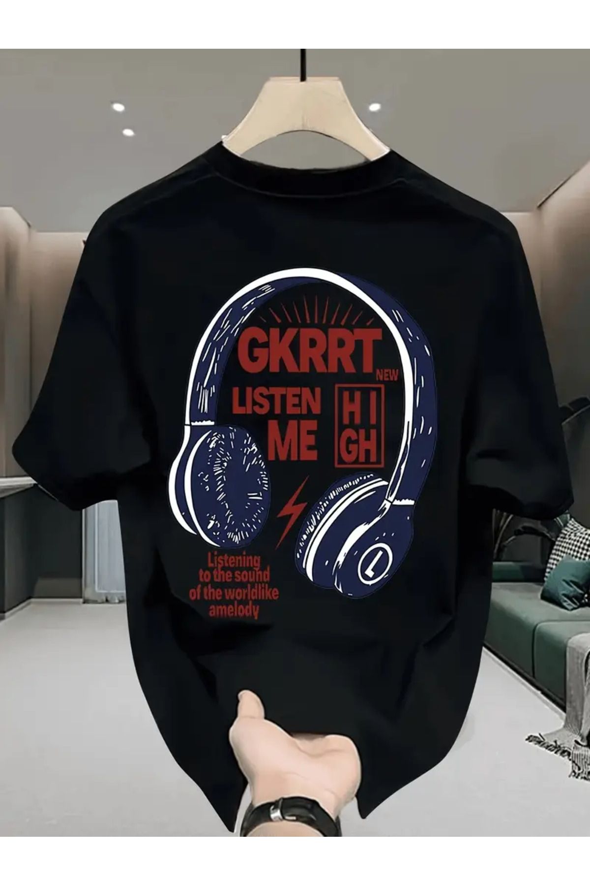 AEMİ Unisex GKRRT Baskılı Oversize Bisiklet Yaka T-shirt
