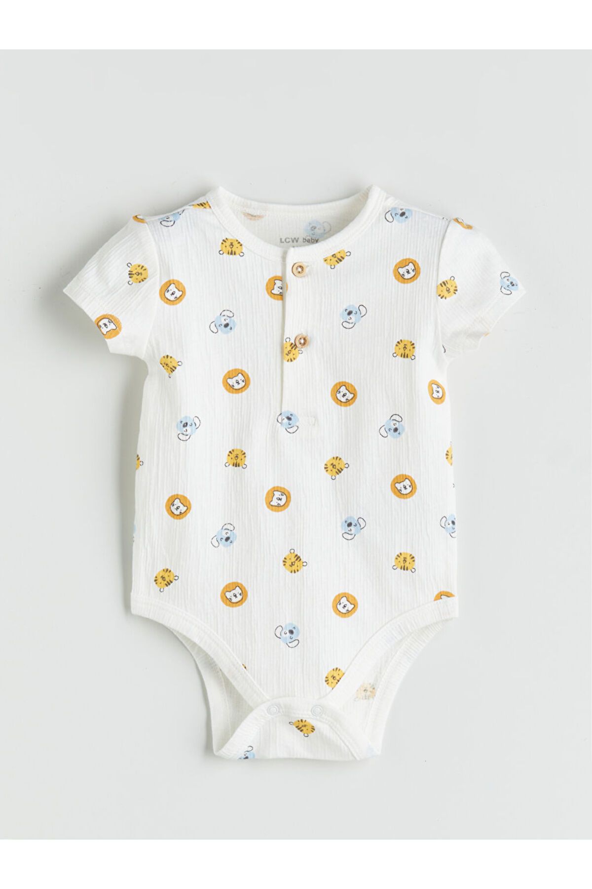LC Waikiki LCW baby Ekru Baskılı Erkek Bebek Çıtçıtlı Bodysuit