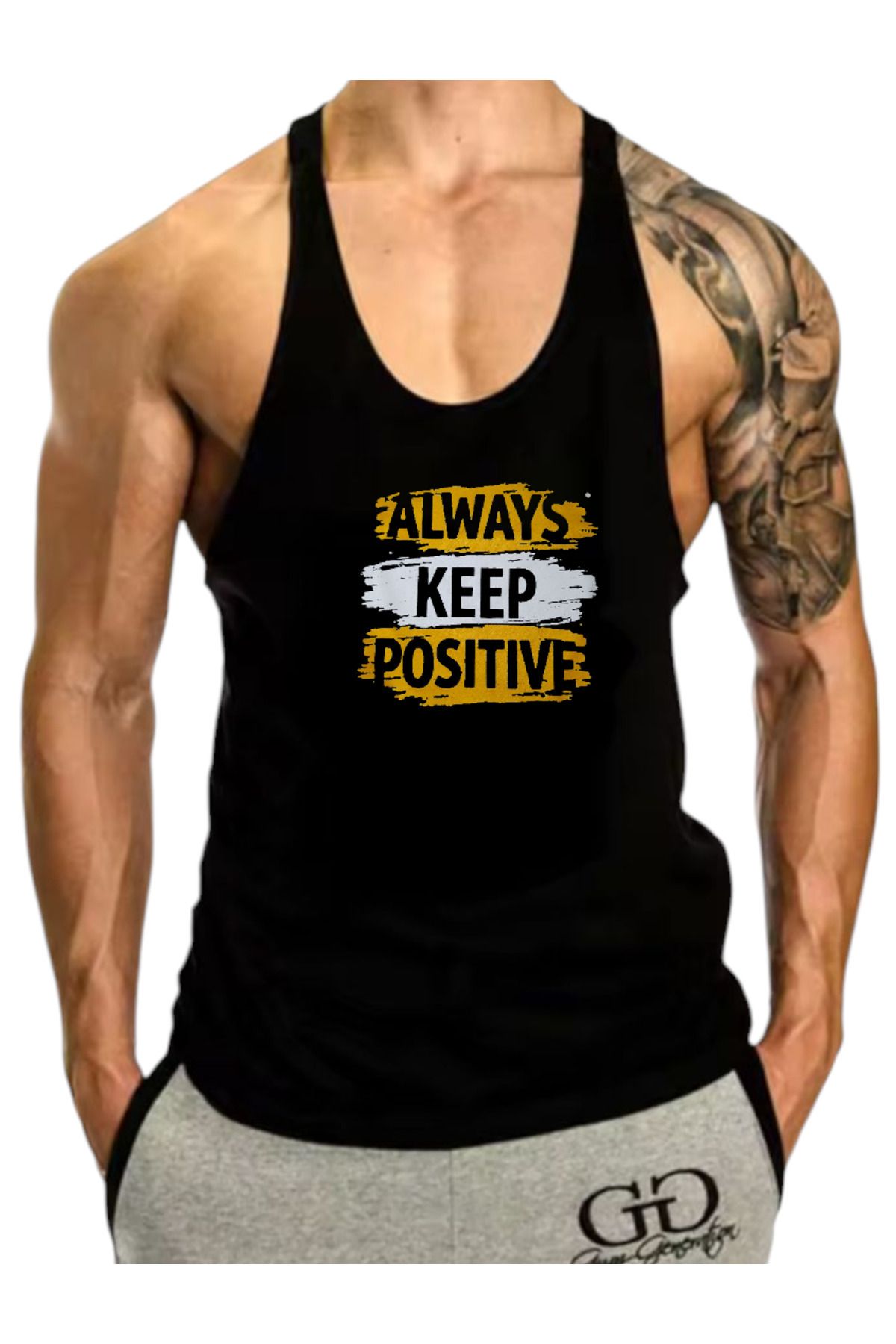 MUTLUGYM Fitness Gym Tank Top Sporcu Antrenman Atleti Siyah Ince Askılı (KEEP AL)