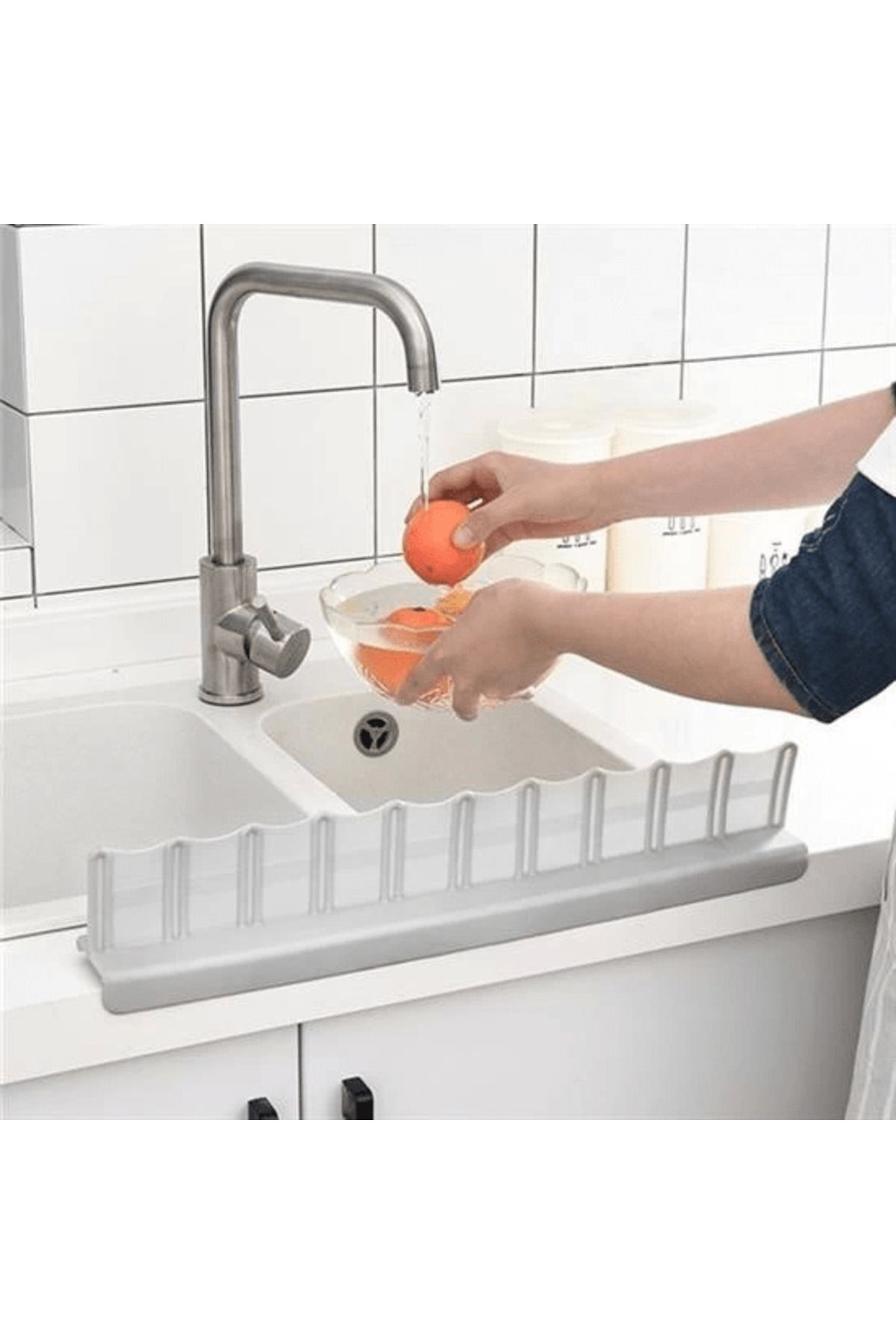merland benvecocuk Vantuzlu Kauçuk Sıvı Su Sızdırmaz Mutfak Banyo Duş Bariyeri Lavabo Kenar Tutucu Set ( Lisinya )