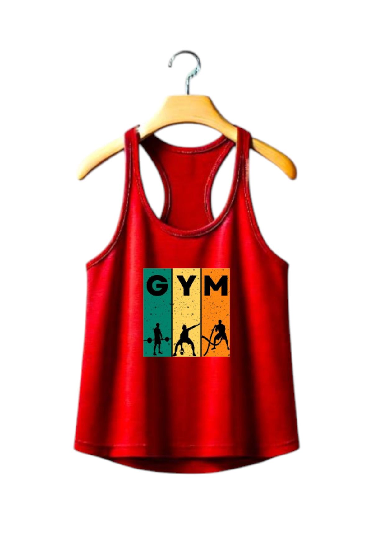MUTLUGYM Fitness Gym Tank Top Sporcu Atleti kırmızı ince askılı (gym)
