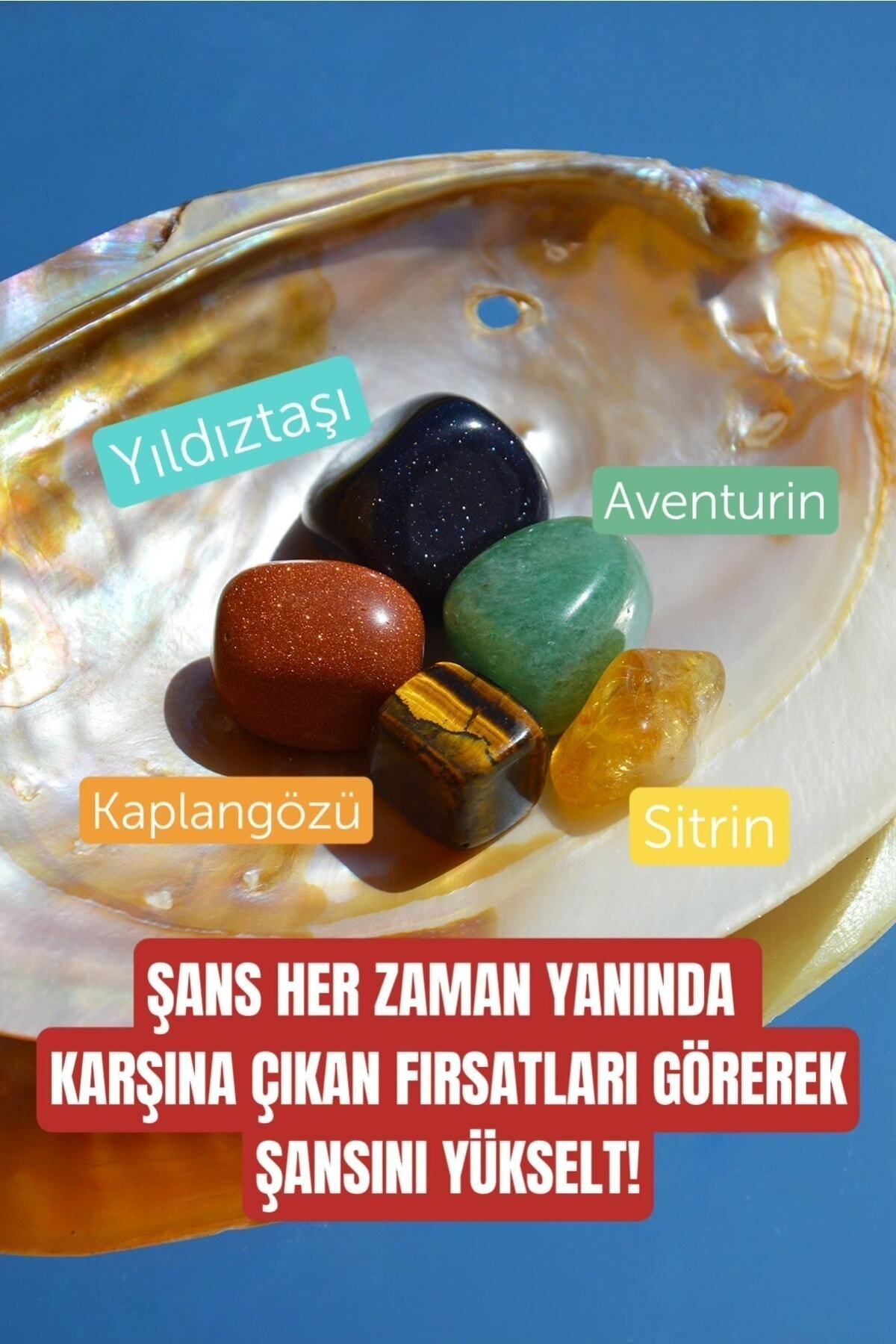 SerenityHaven Şans Bolluk Bereket Para Fırsat Doğal Taş Tumble Seti (sitrin, Yıldıztaşı, Aventurin, Kaplangözü)
