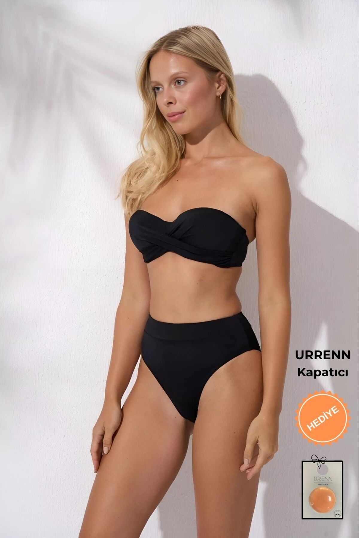 Pierre Cardin Düğüm Detaylı Yüksek Bel Dolgulu Straplez -urrenn Kapatıcı Hediyeli- 2025 Yeni Sezon Bikini Takımı