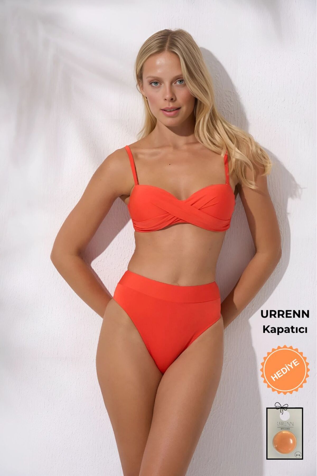 Pierre Cardin Düğüm Detaylı Yüksek Bel Dolgulu Straplez -Urrenn Kapatıcı Hediyeli- 2025 Yeni Sezon Bikini Takımı