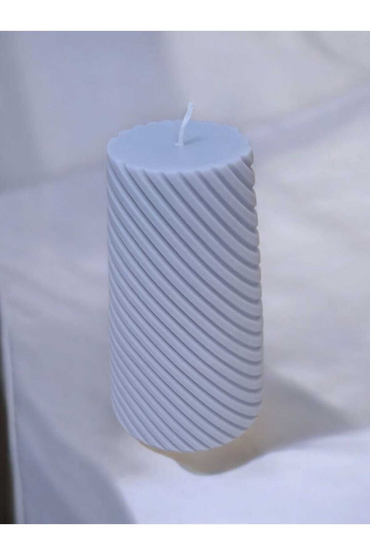 LOACANDLECO Spiral Desenli Silindir Soya Mum Doğal El Yapımı