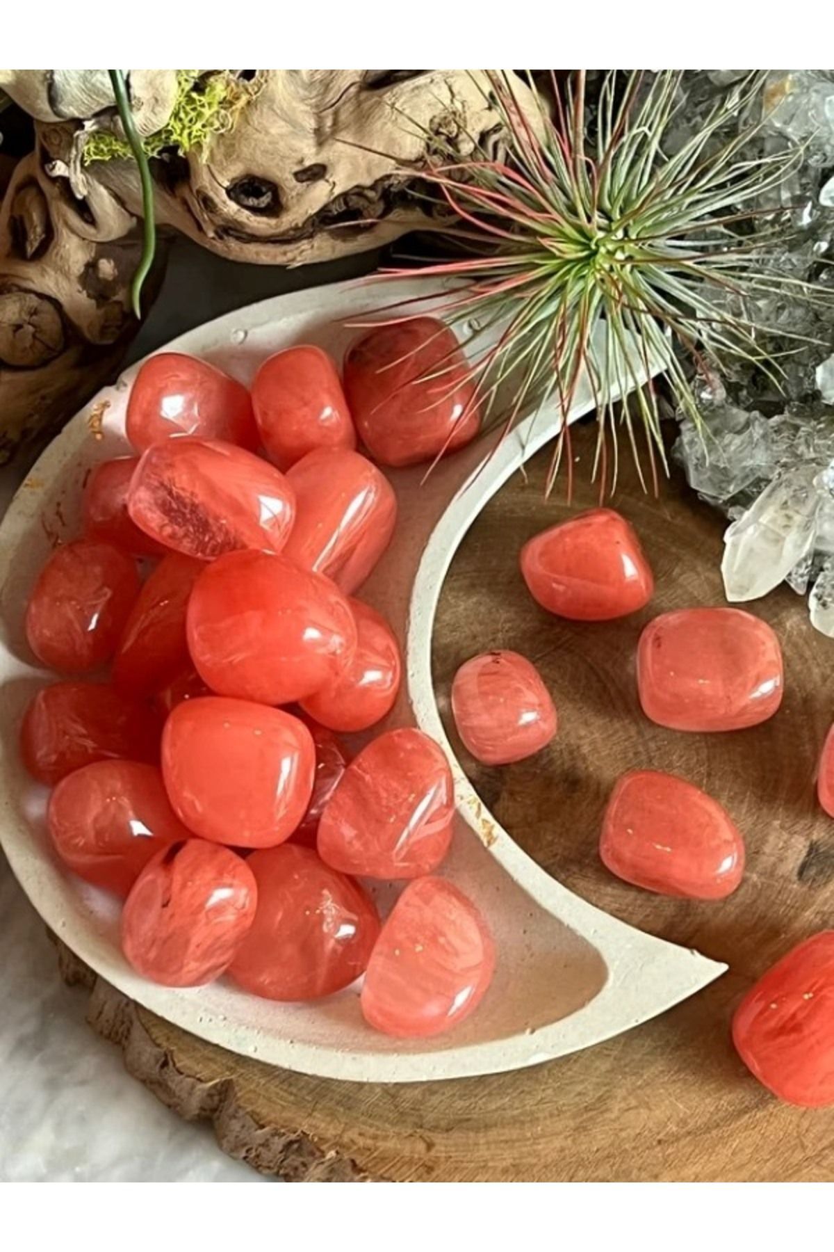 SerenityHaven Kiraz Kuvars (CHERRY QUARTZ) Tamburlanmıs Doğaltaş Kütle 1 Adet