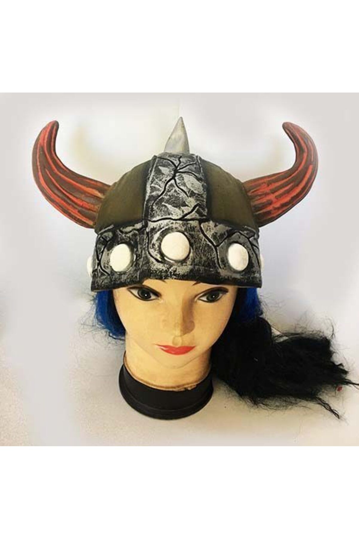 merland benvecocuk Kırmızı Boynuzlu Saçlı Viking Başlığı Asteriks Şapkası