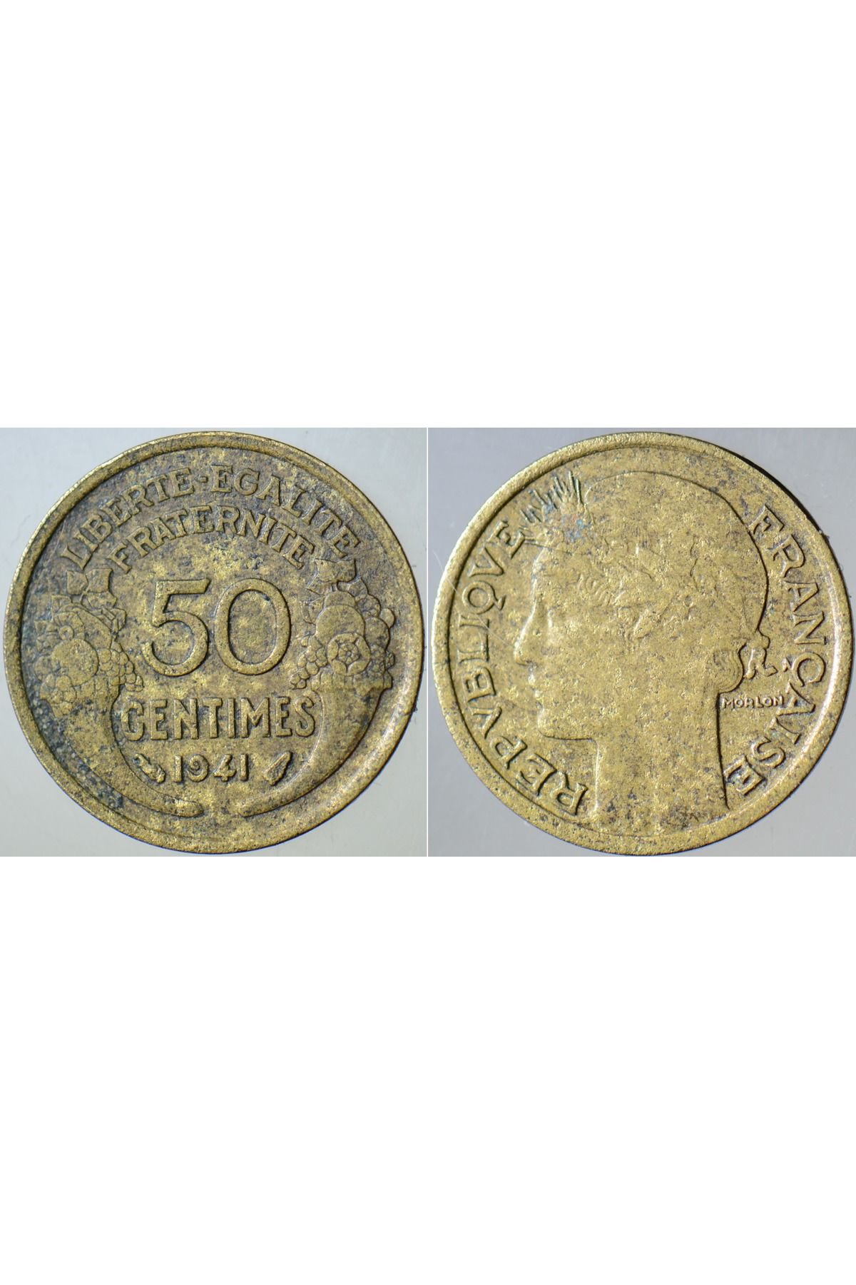Banknoting FRANSA 50 CENTIMES 1941 İKİNCİ DÜNYA SAVAŞI DÖNEMİ.