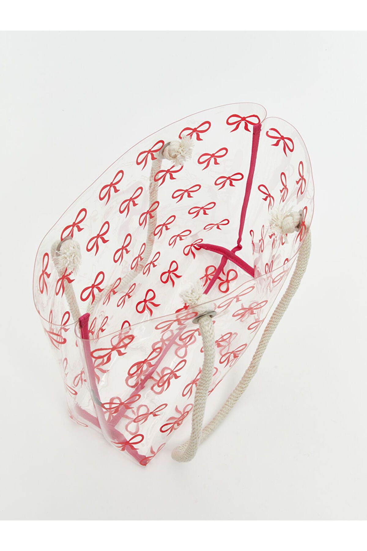 LC Waikiki-Colorless Bow Patterned Women's Beach Bag 4