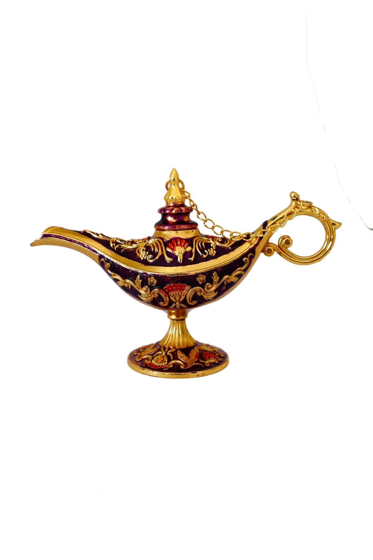SerenityHaven Dekoratif Alaaddin Sihirli Lambası - Vintage Tasarım, 13x8.5 cm