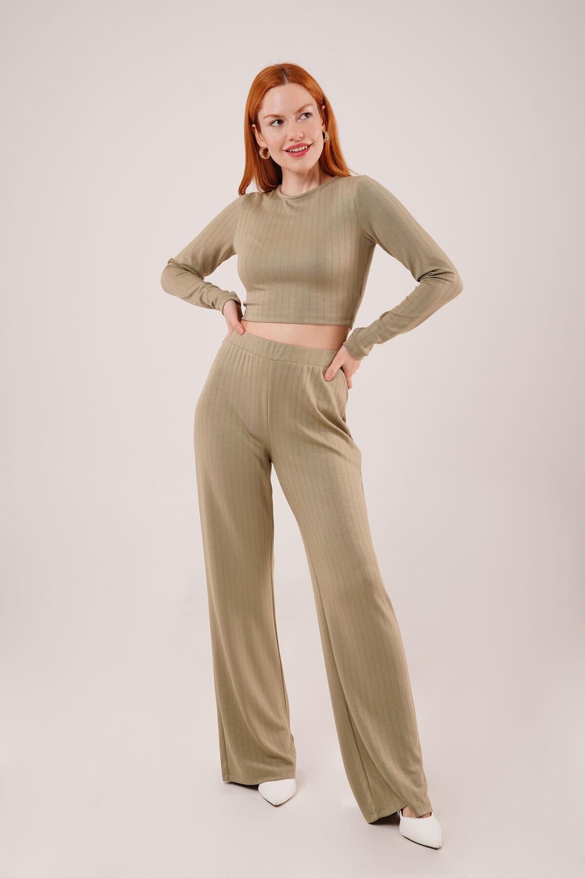 Inciqueen Fitilli Bluz Ve Pantolon Yeşil İkili Takım